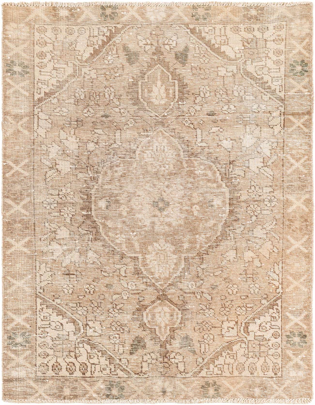 A 3x5 rectangular Ultra Vintage wool rug in shades of brown and tan, featuring a distressed Persian medallion pattern.