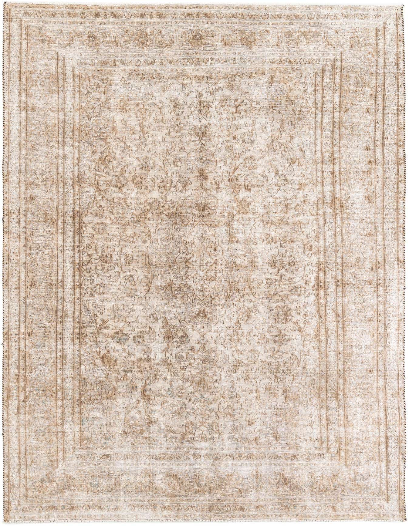A 6x9 rectangular Rugs.com Ultra Vintage rug in browns and tans, featuring a distressed Persian medallion pattern.