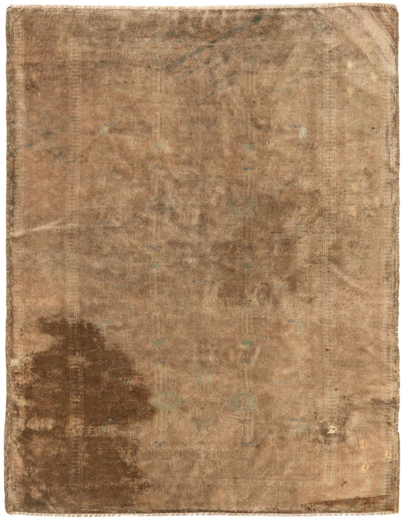 A 3x5 rectangular Ultra Vintage wool rug in browns and tans with a distressed Persian pattern, suitable for an entryway.