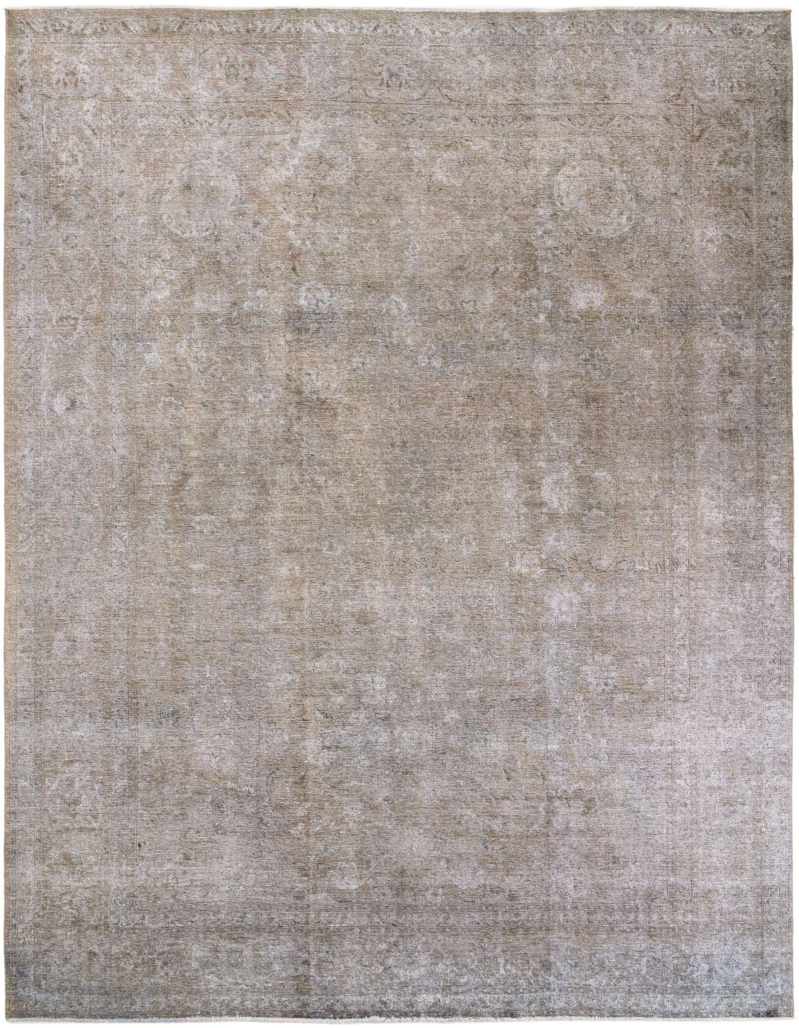 A 10x13 rectangular Ultra Vintage rug in shades of brown and tan, featuring a faded Persian medallion pattern.