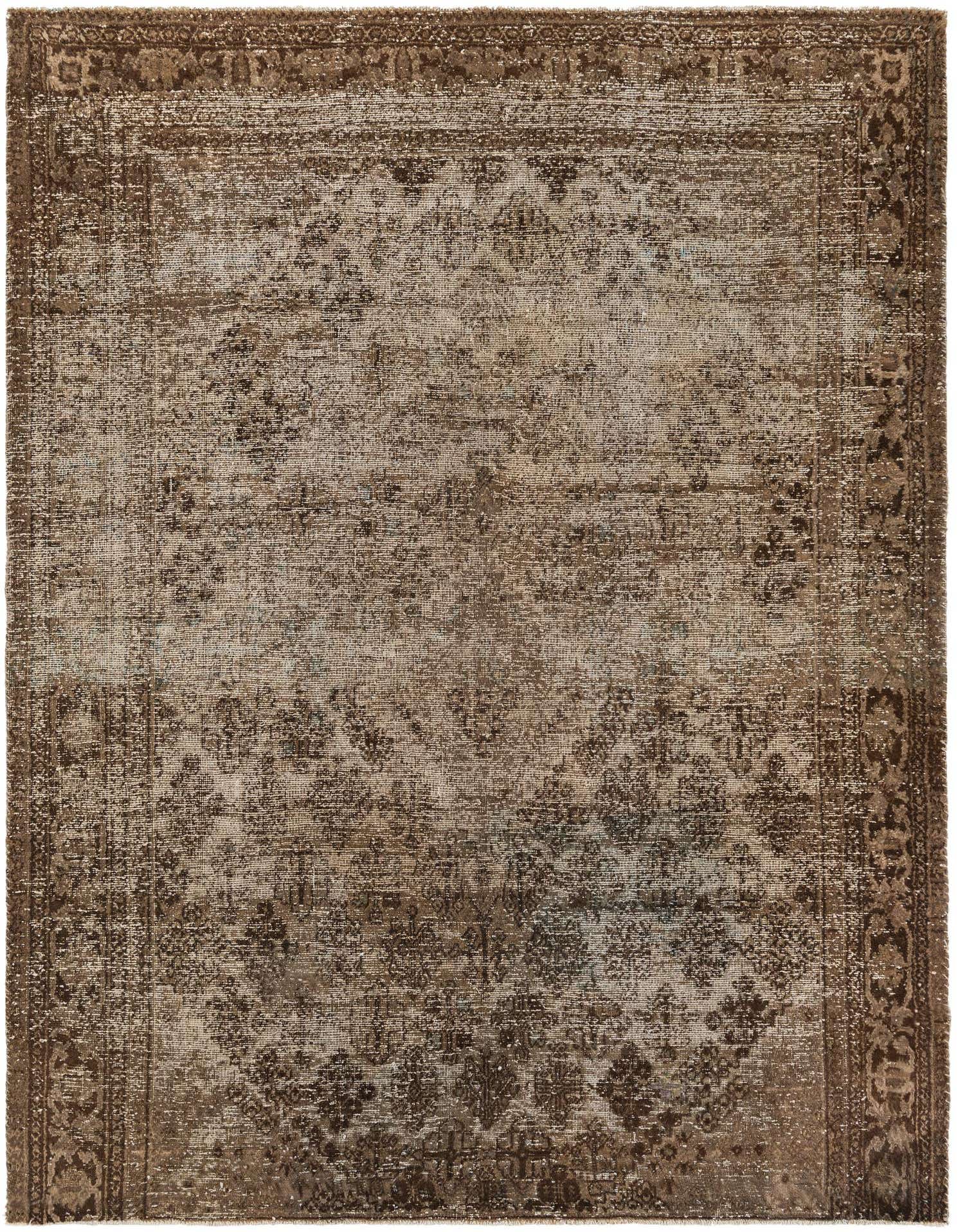 A 7x10 rectangular Rugs.com Ultra Vintage rug with a distressed Persian medallion pattern in shades of brown and tan.
