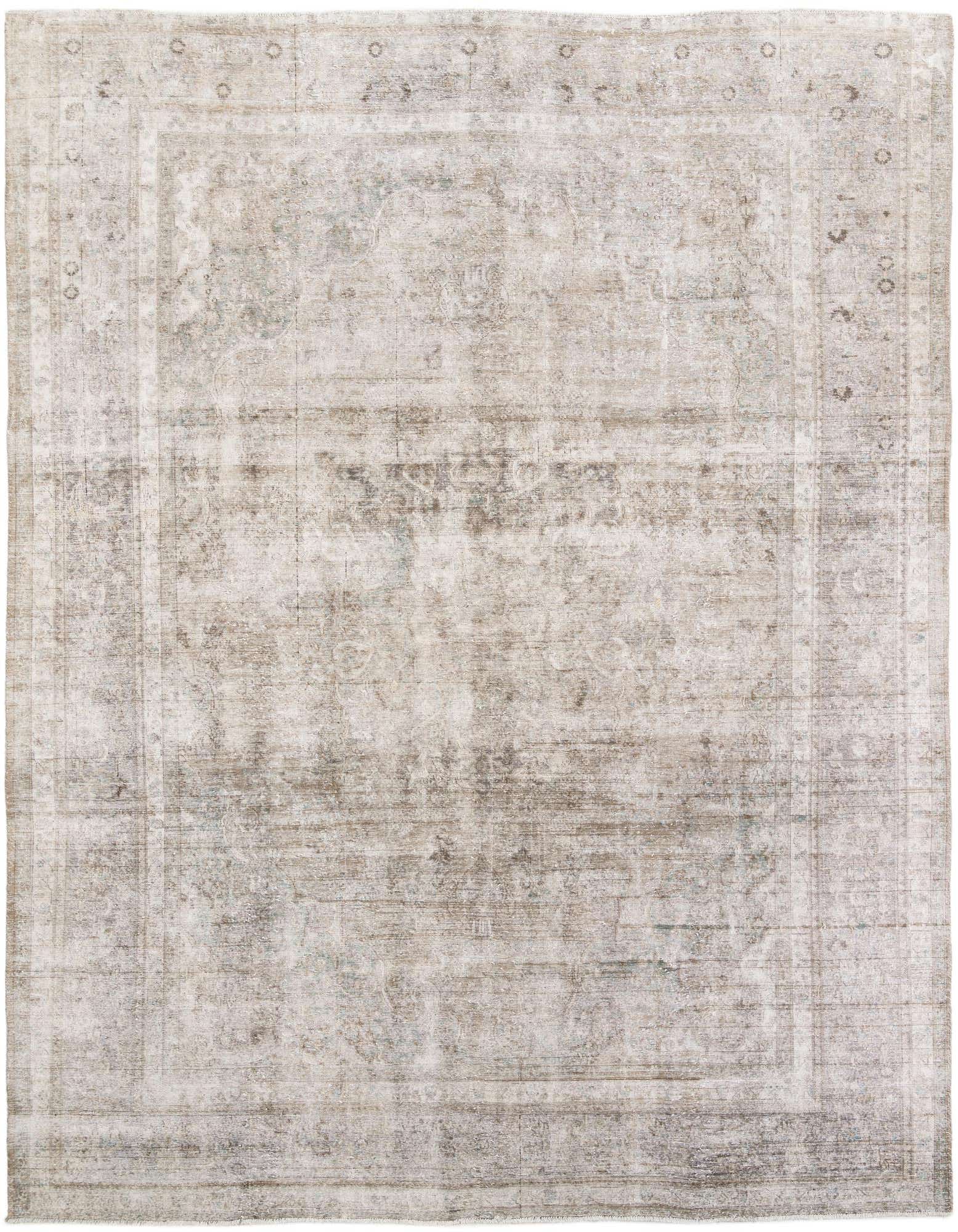 A 10x12 rectangular Ultra Vintage rug in browns and tans, featuring a faded Persian medallion pattern.