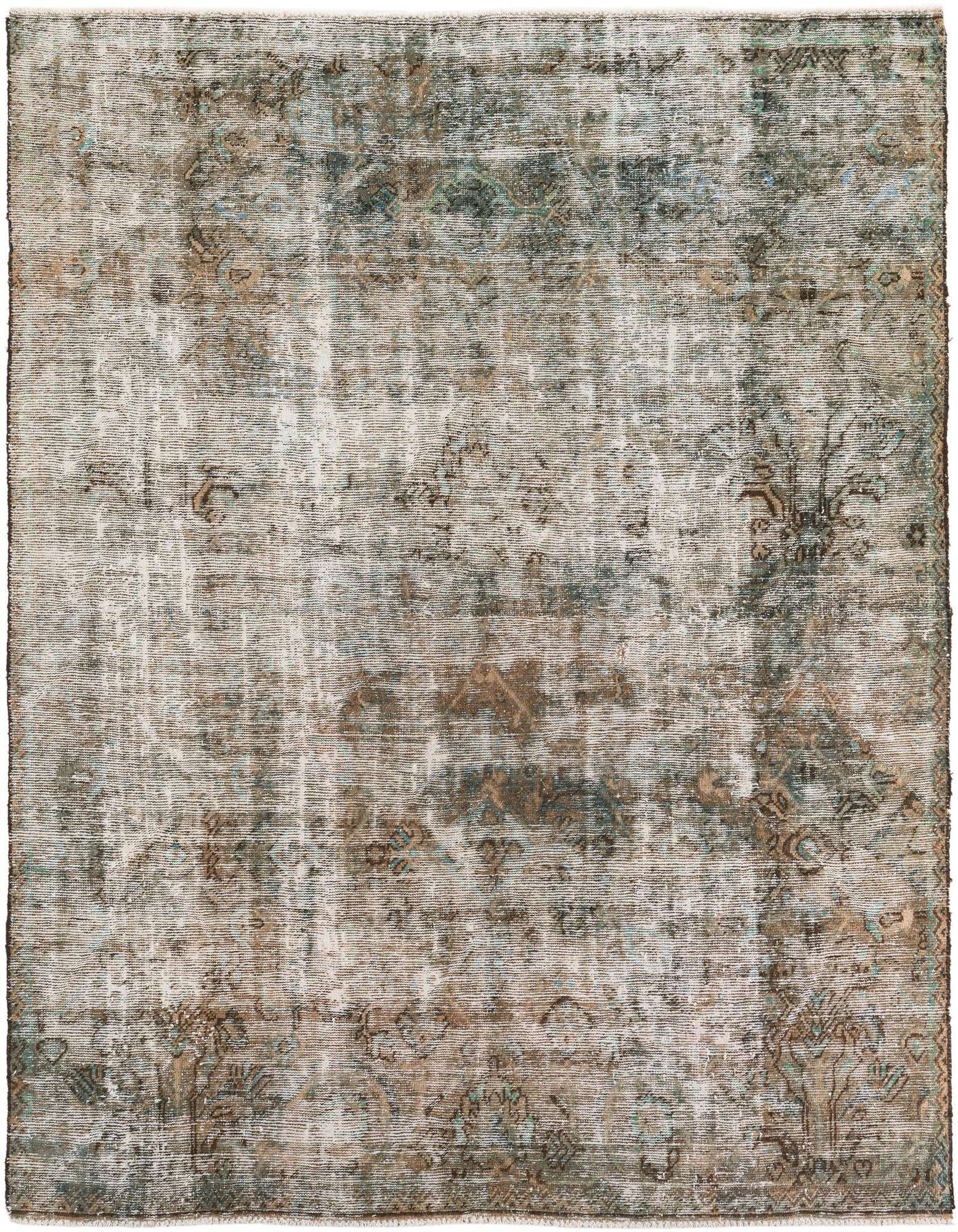 A 6x9 rectangular Rugs.com Ultra Vintage rug with a distressed Persian medallion pattern in browns, tans, and hints of teal.