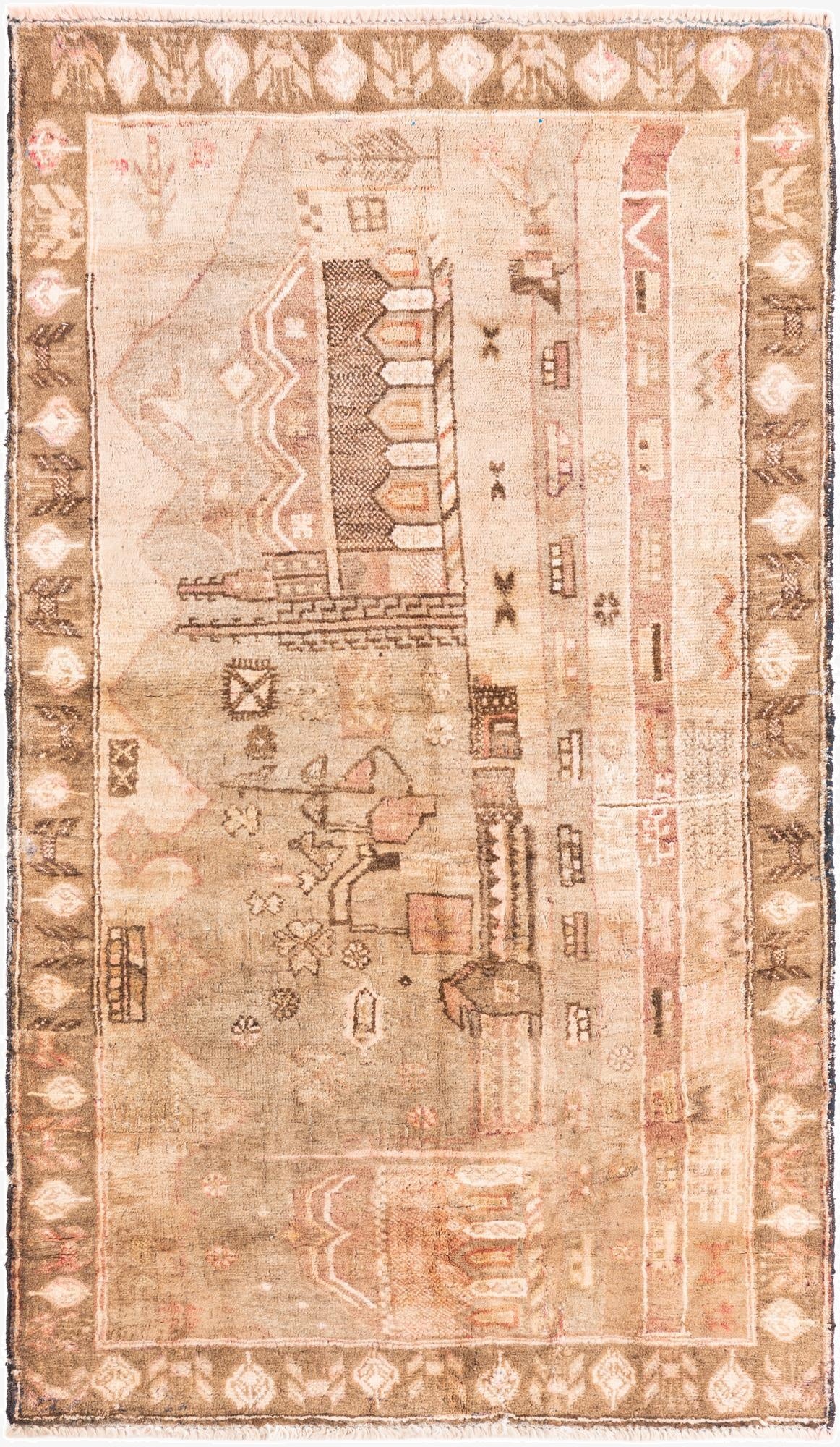  3' 2 x 5' 7  Hand Knotted Ultra Vintage Persian Wool Rug