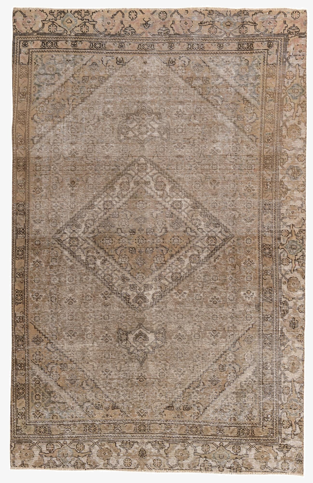  6' 3 x 9' 8  Hand Knotted Ultra Vintage Persian Wool Rug