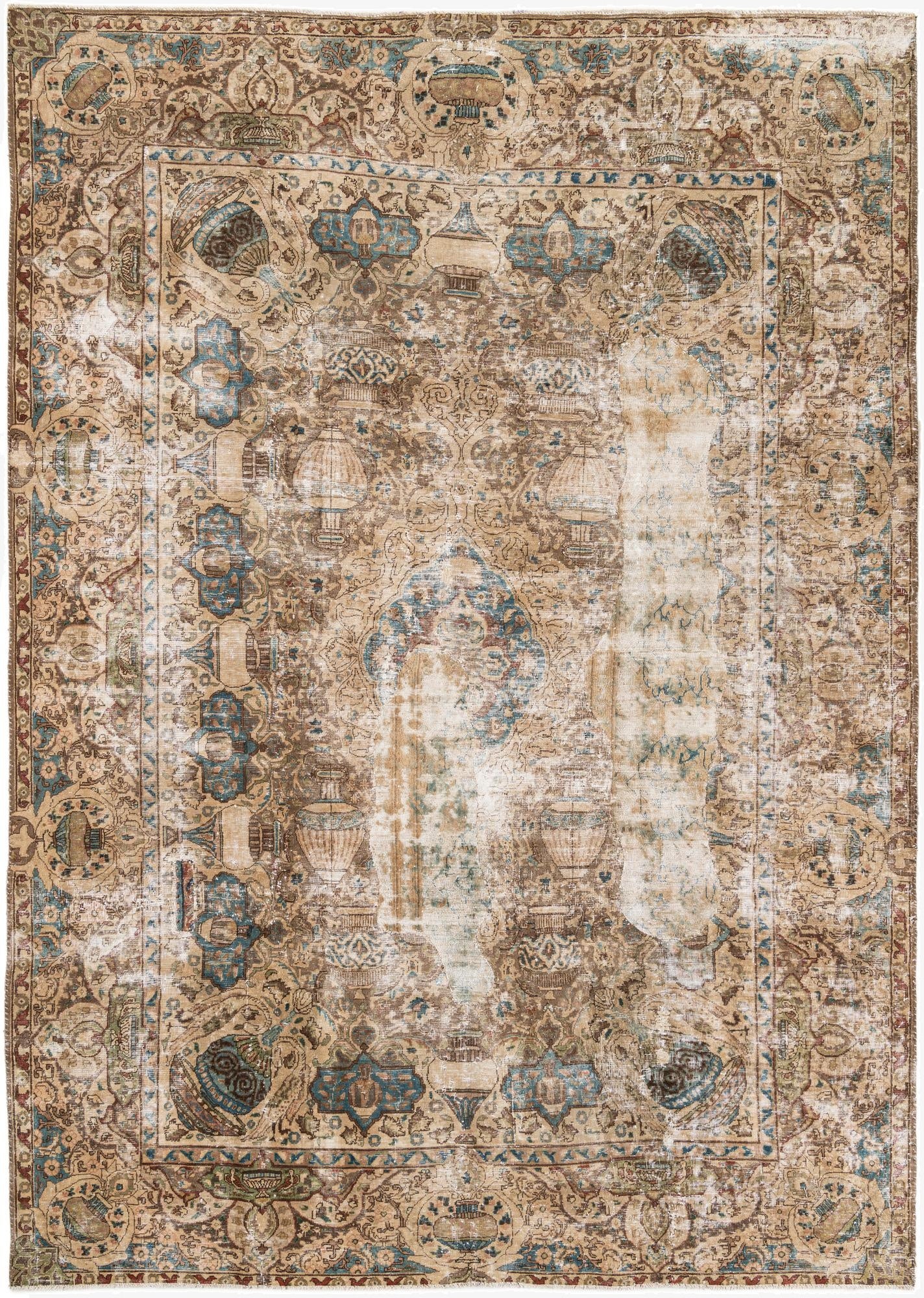  8' 1 x 11' 2  Hand Knotted Ultra Vintage Persian Wool Rug