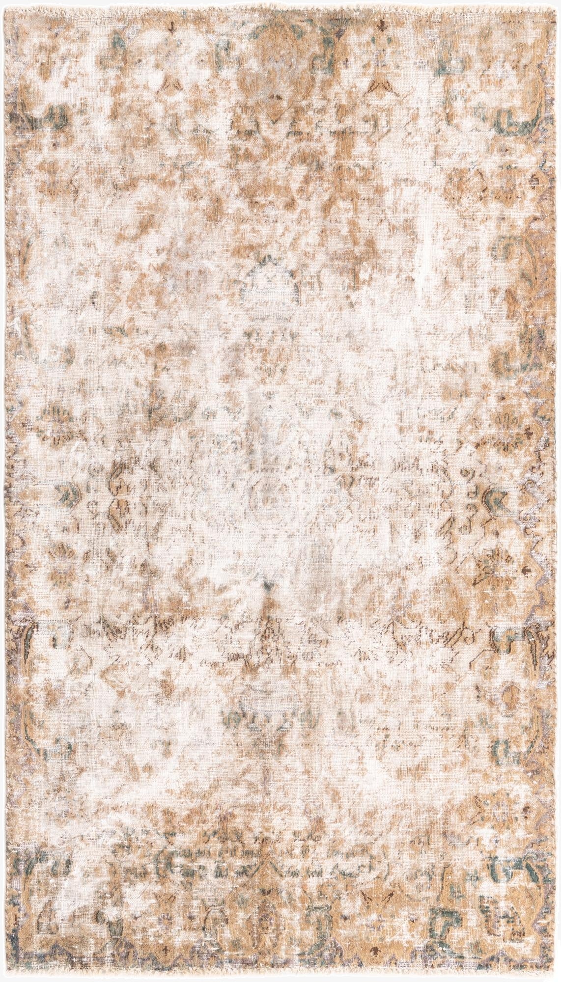  3' 7 x 6' 5  Hand Knotted Ultra Vintage Persian Wool Rug