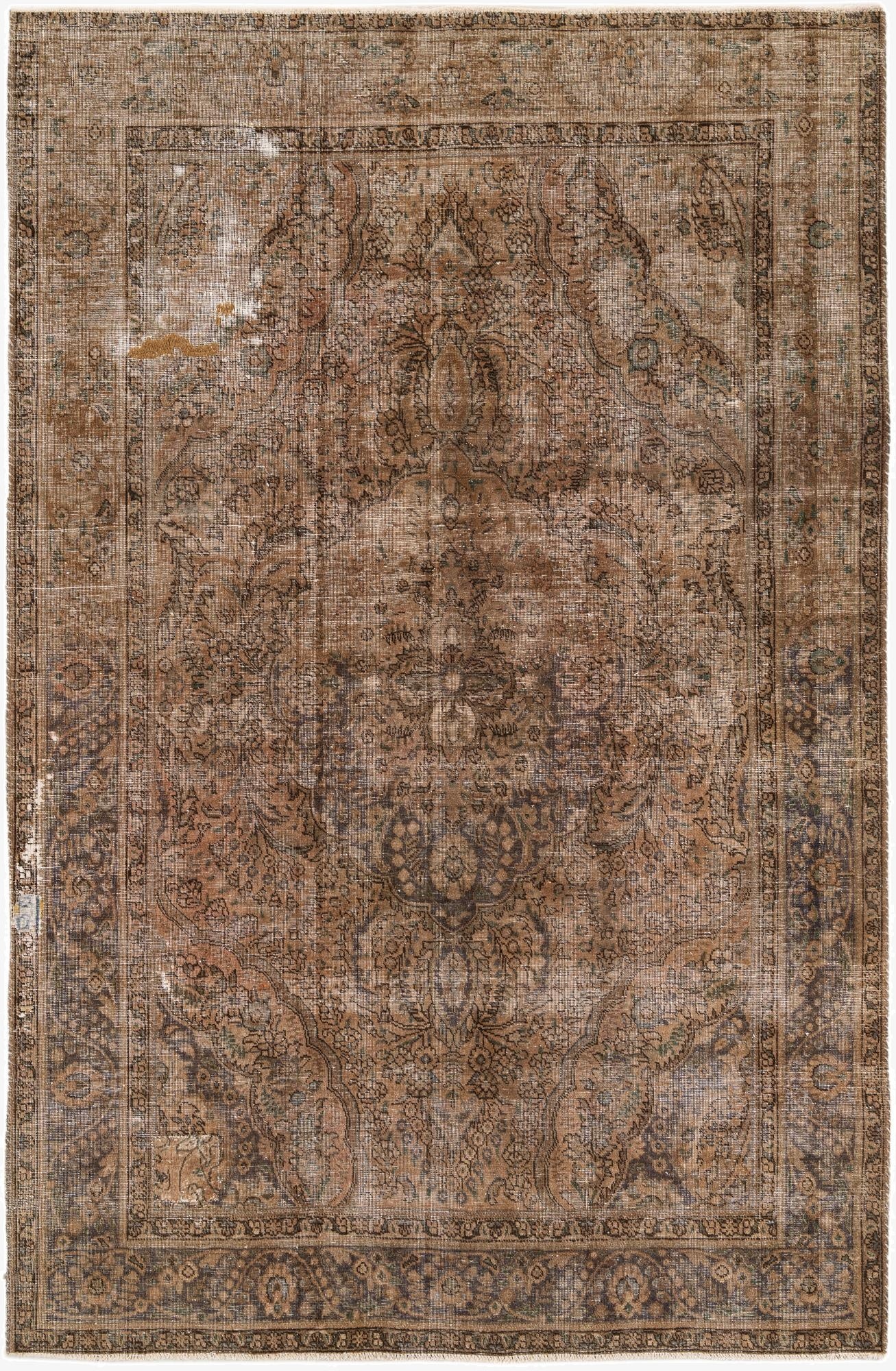  6' 6 x 9' 4  Hand Knotted Ultra Vintage Persian Wool Rug