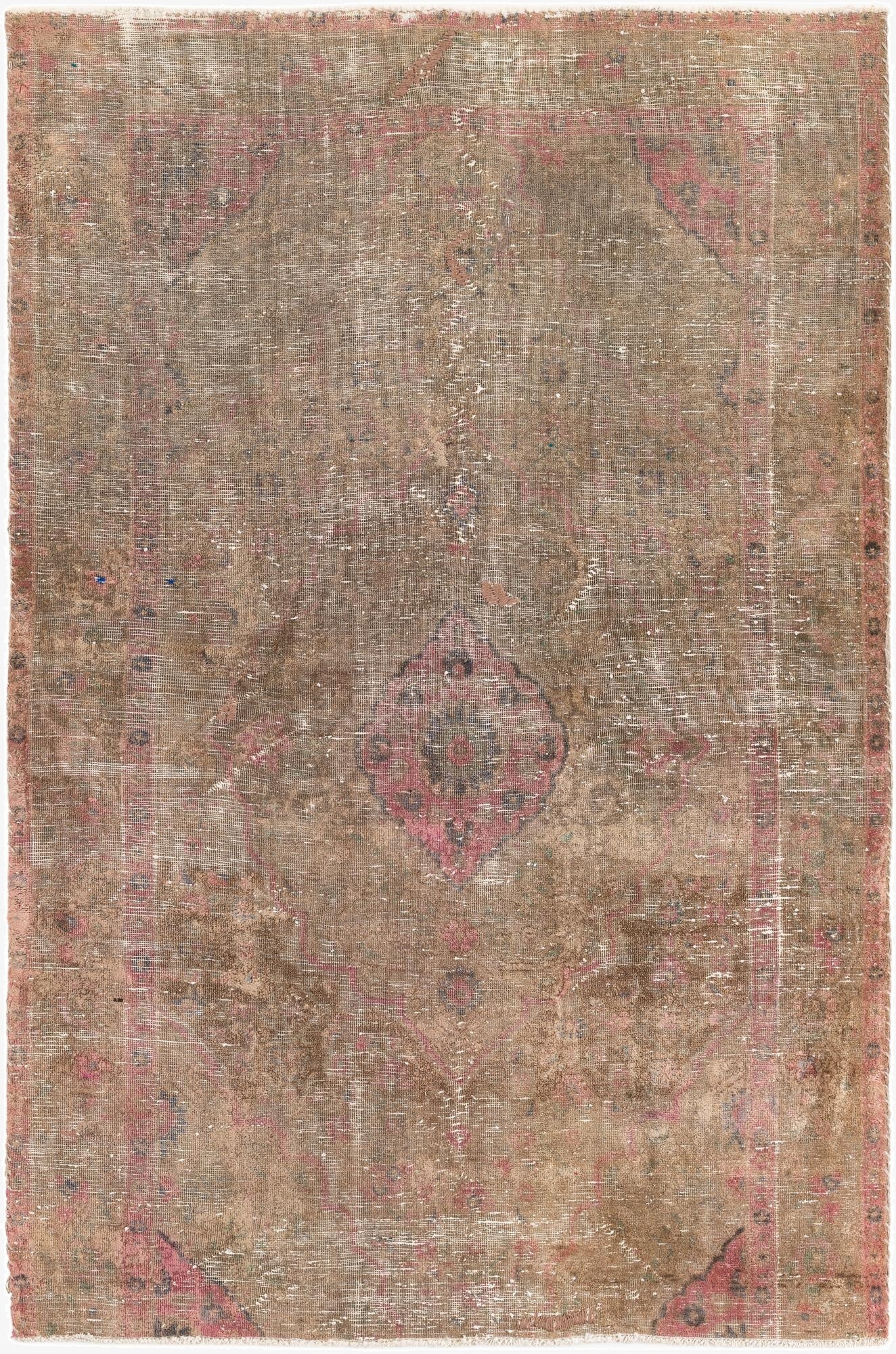  4' 4 x 6' 8  Hand Knotted Ultra Vintage Persian Wool Rug