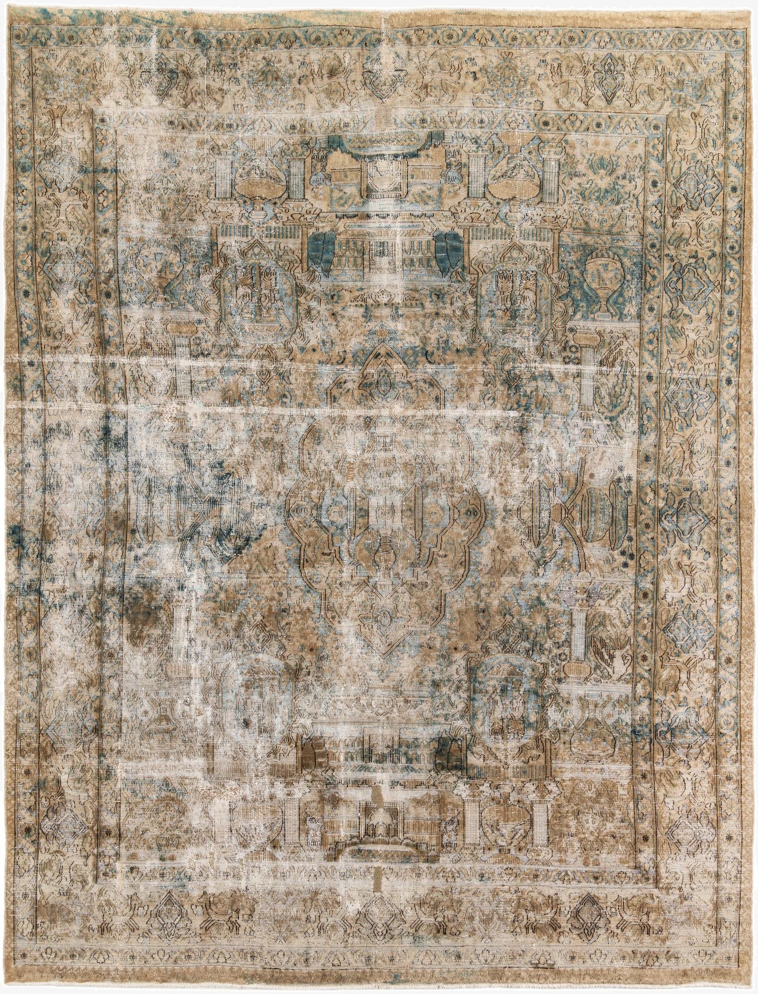  9' 1 x 11' 10  Hand Knotted Ultra Vintage Persian Wool Rug