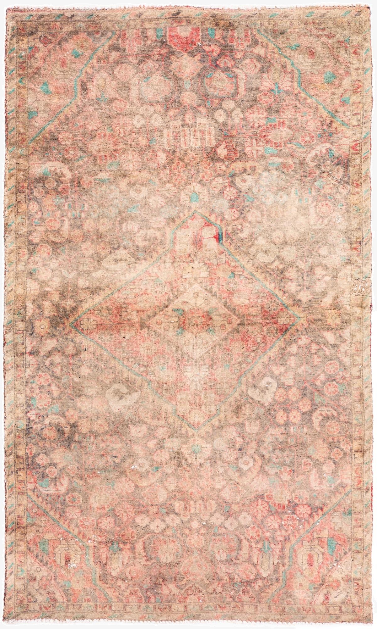  3' 6 x 5' 10  Hand Knotted Ultra Vintage Persian Wool Rug