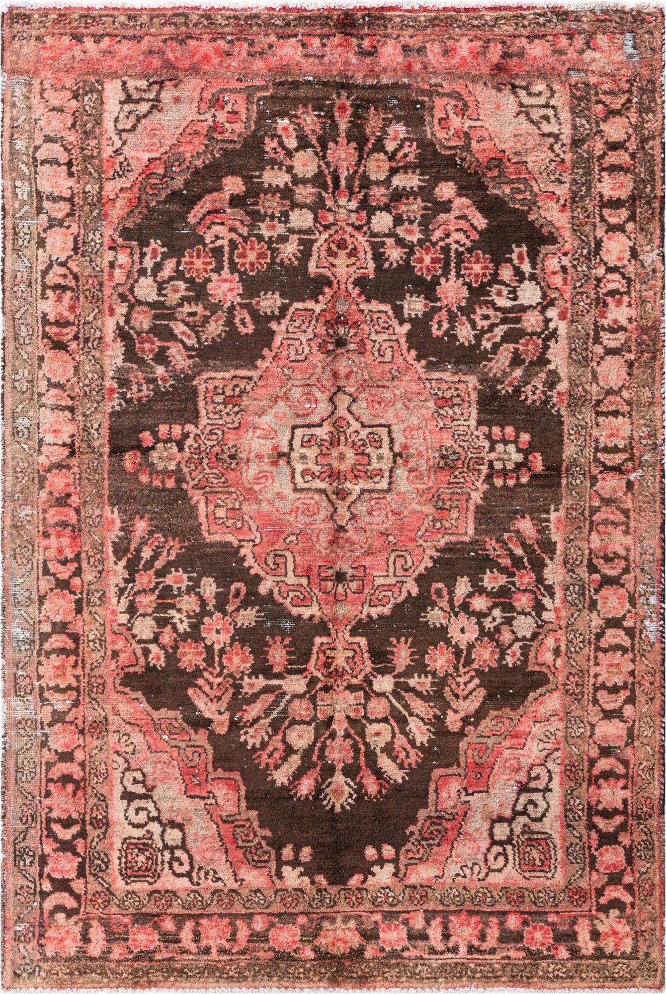  4' 6 x 6' 8  Hand Knotted Ultra Vintage Persian Wool Rug