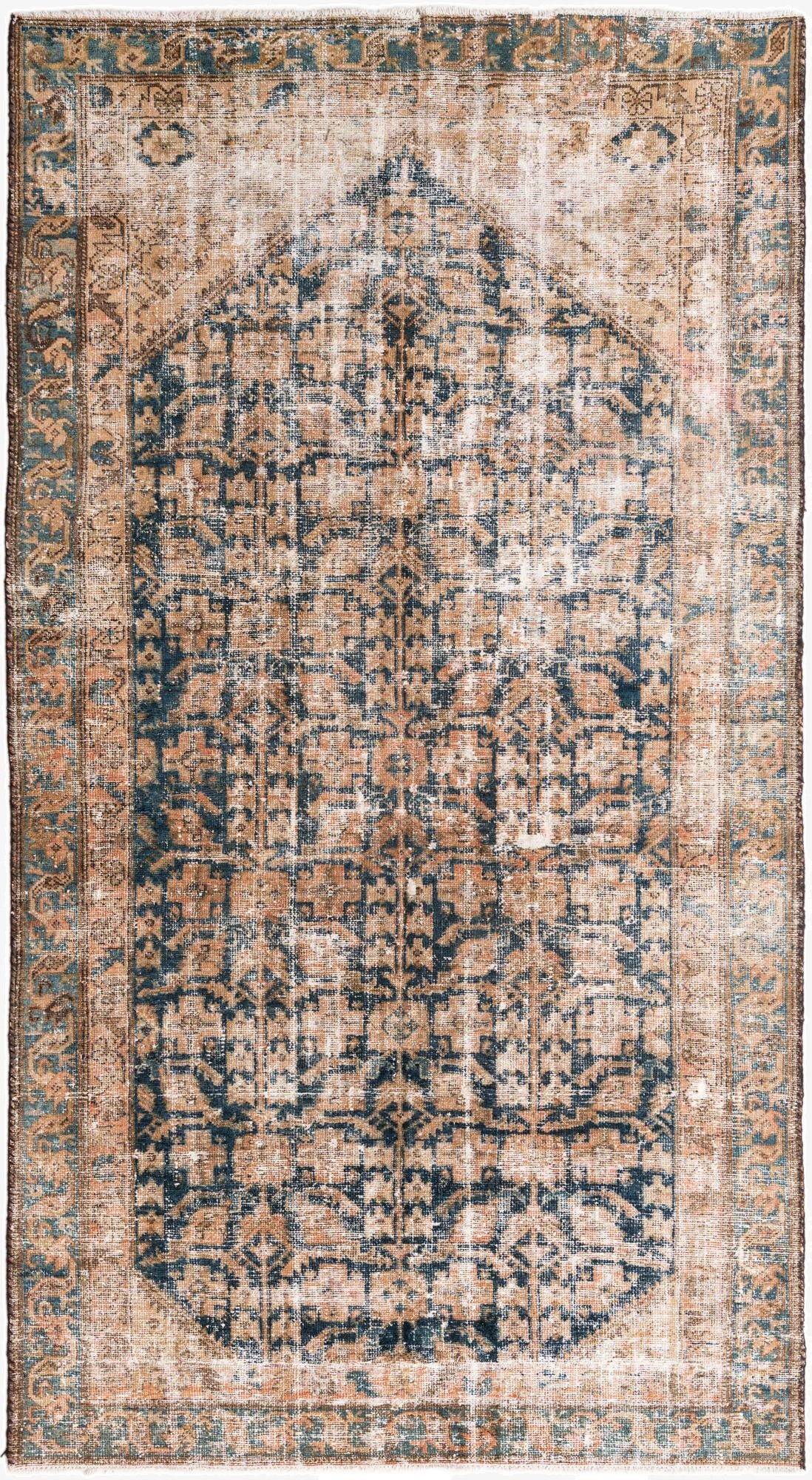  4' 10 x 8' 10  Hand Knotted Ultra Vintage Persian Wool Rug