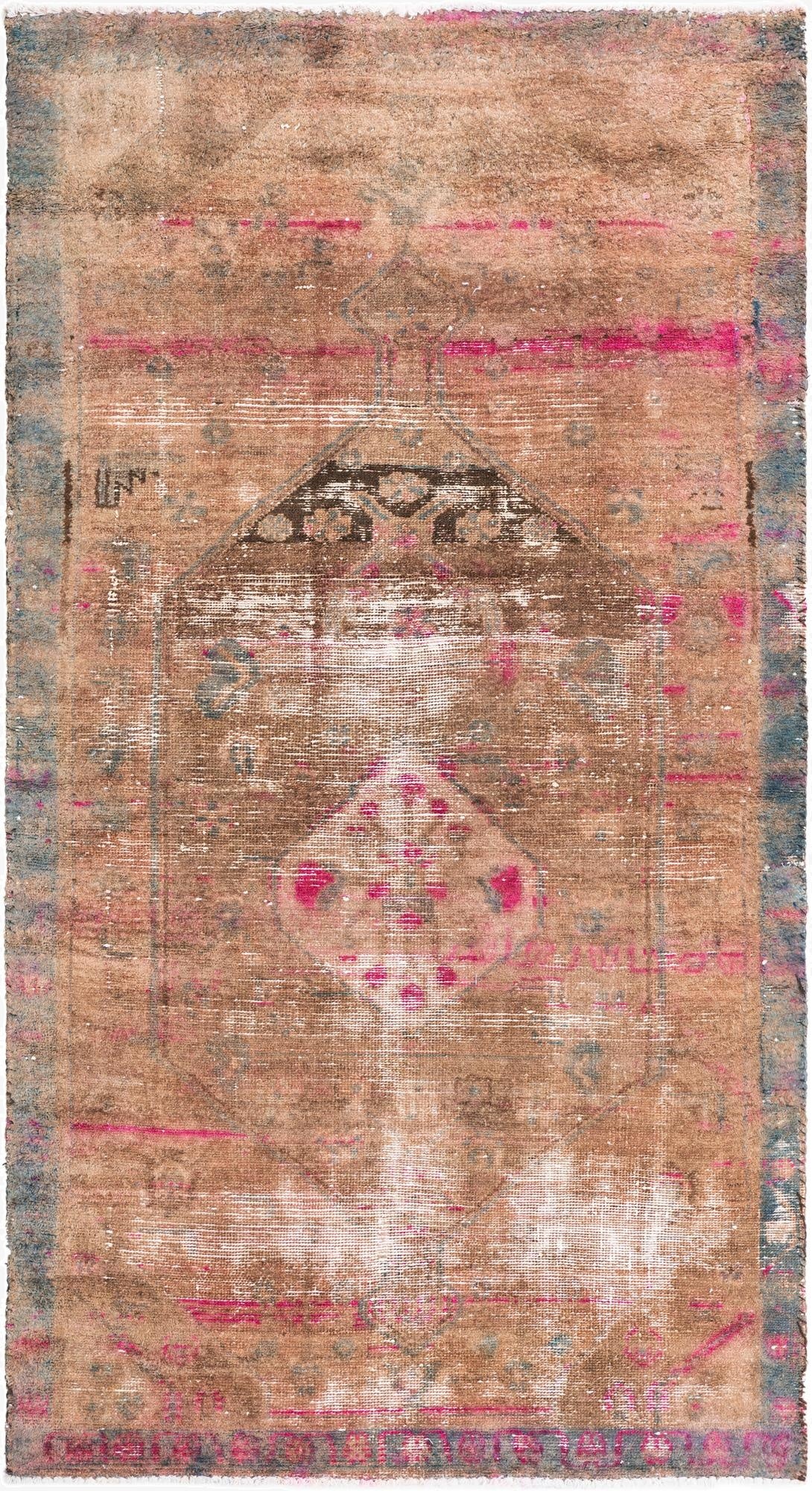  3' 6 x 6' 9  Hand Knotted Ultra Vintage Persian Wool Rug