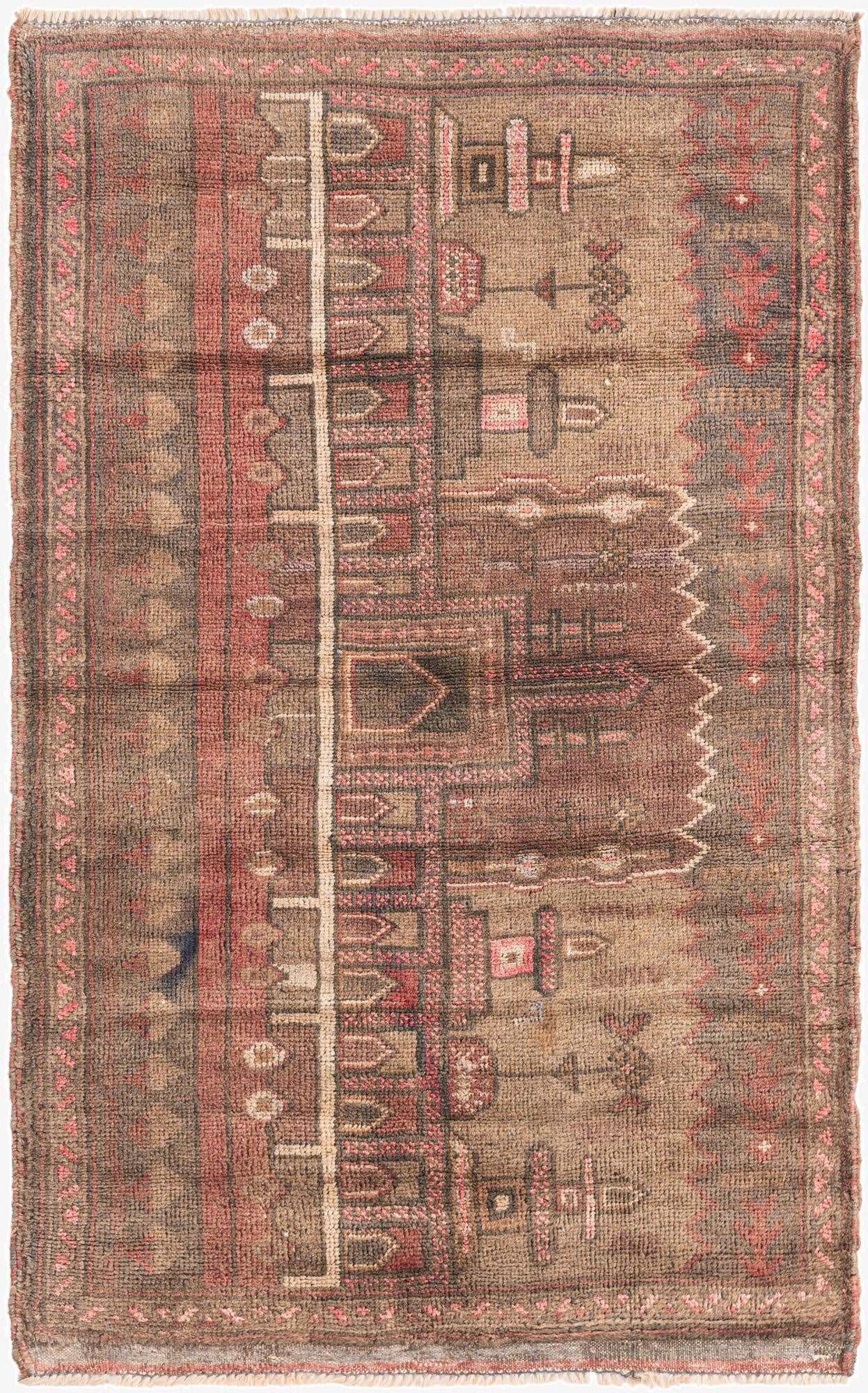  2' 10 x 4' 8  Hand Knotted Ultra Vintage Persian Wool Rug