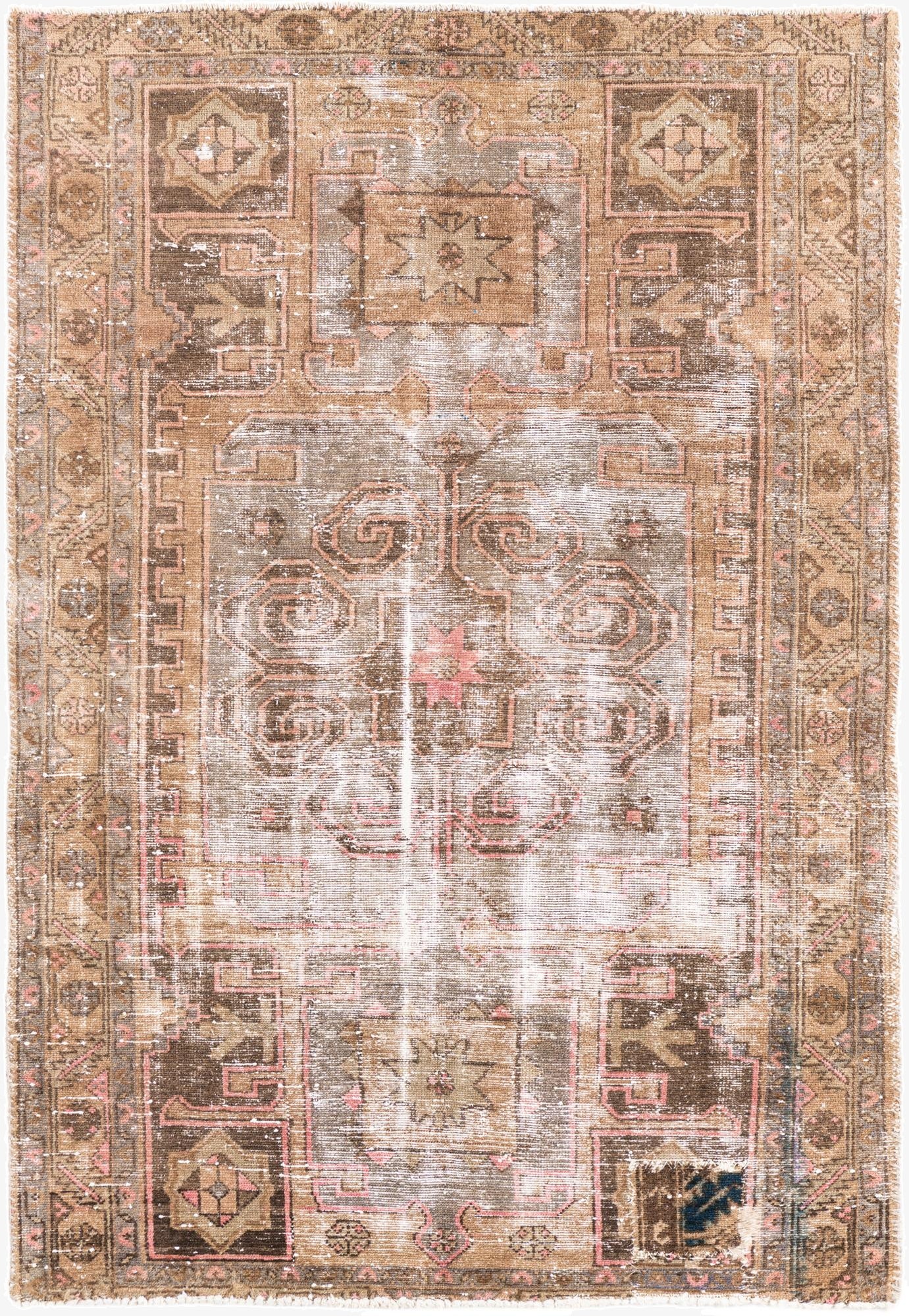  4' 3 x 6' 3  Hand Knotted Ultra Vintage Persian Wool Rug