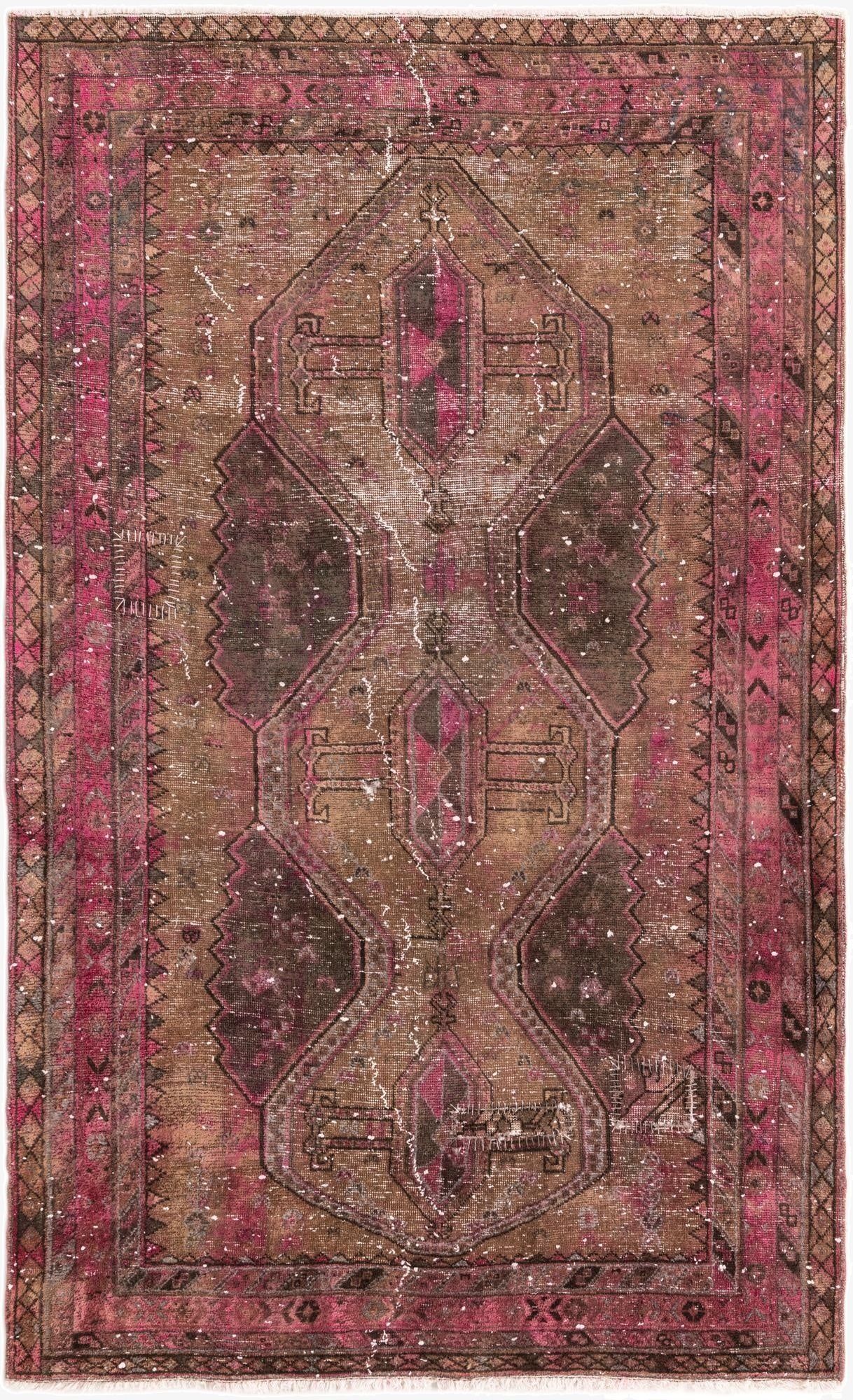  4' 9 x 7' 8  Hand Knotted Ultra Vintage Persian Wool Rug