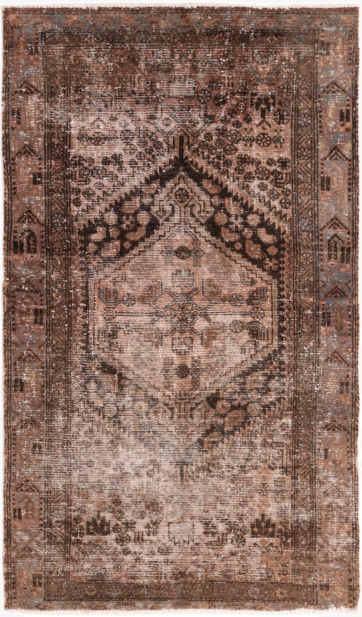  3' 9 x 6' 4  Hand Knotted Ultra Vintage Persian Wool Rug
