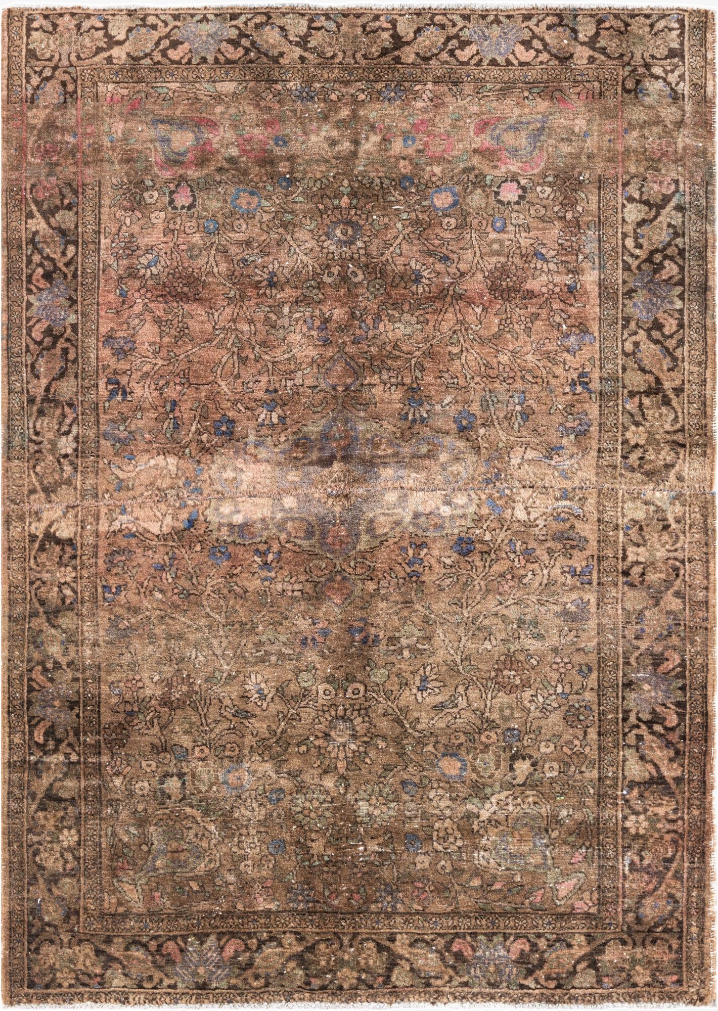  4' 3 x 6'  Hand Knotted Ultra Vintage Persian Wool Rug