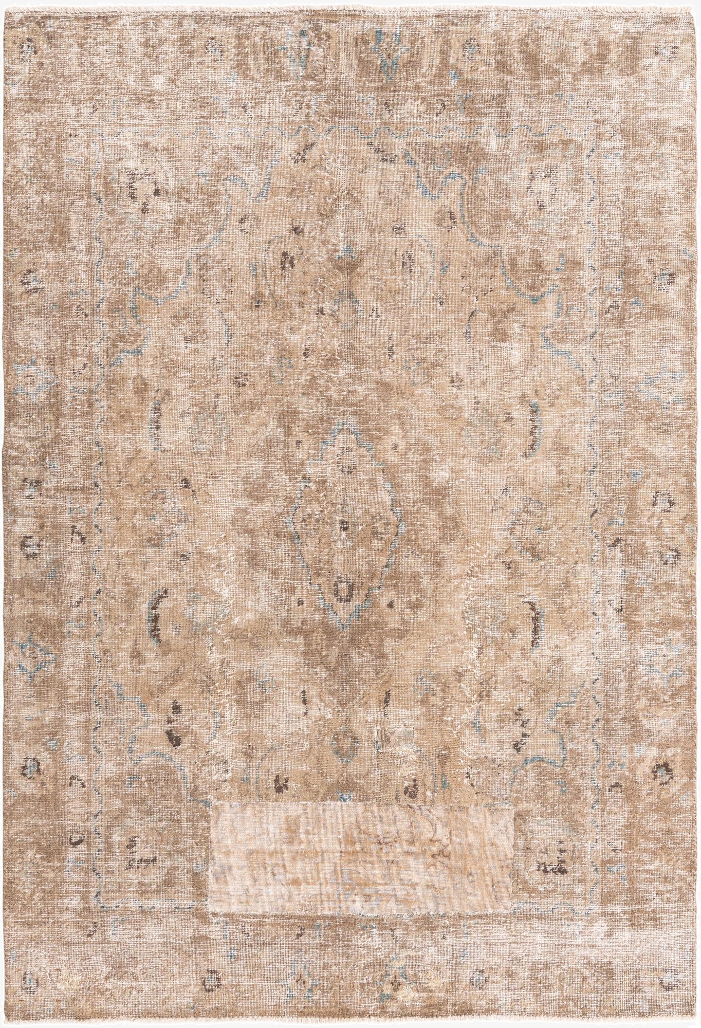  5' 9 x 8' 7  Hand Knotted Ultra Vintage Persian Wool Rug