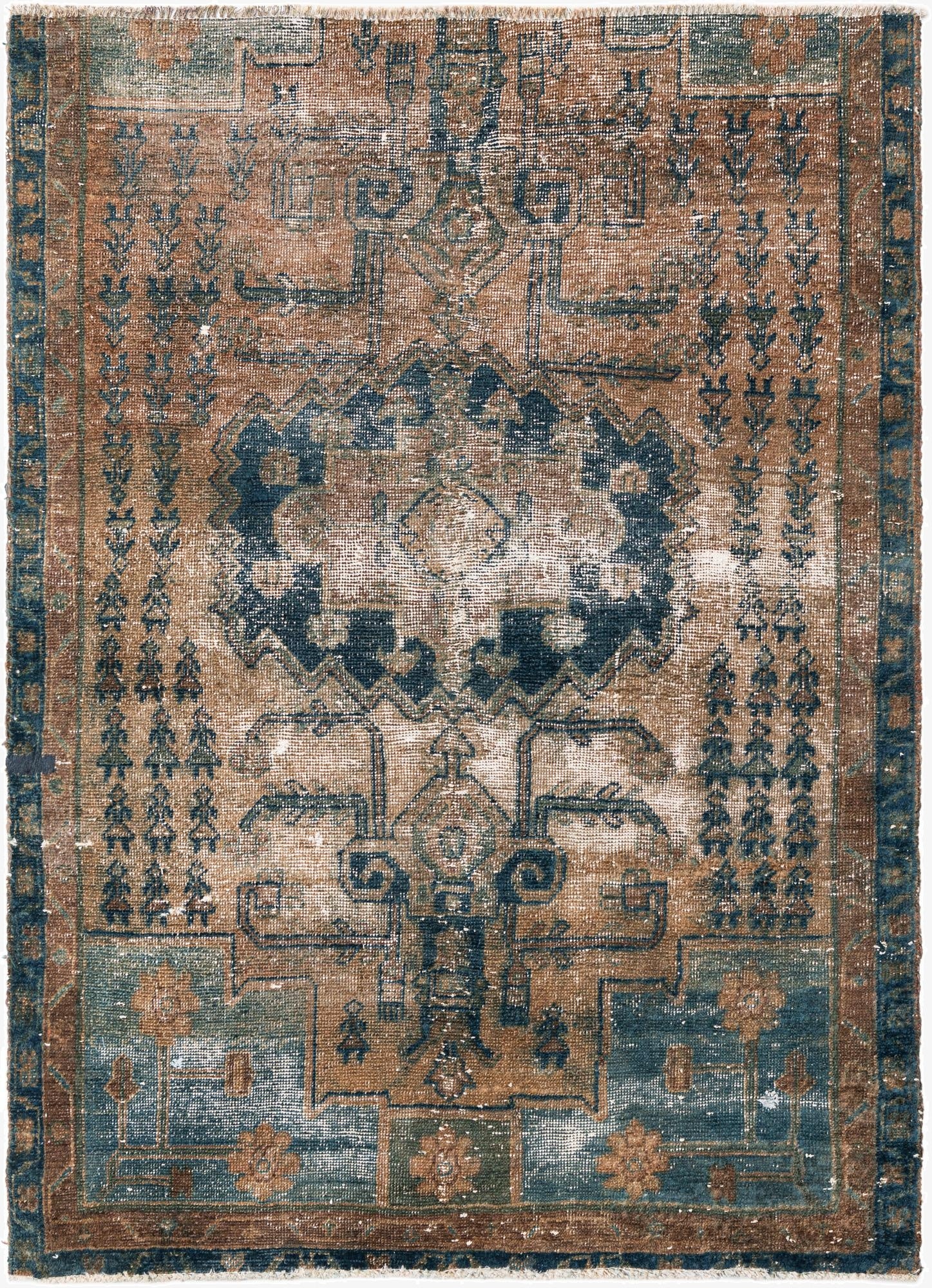  4' 2 x 5' 8  Hand Knotted Ultra Vintage Persian Wool Rug