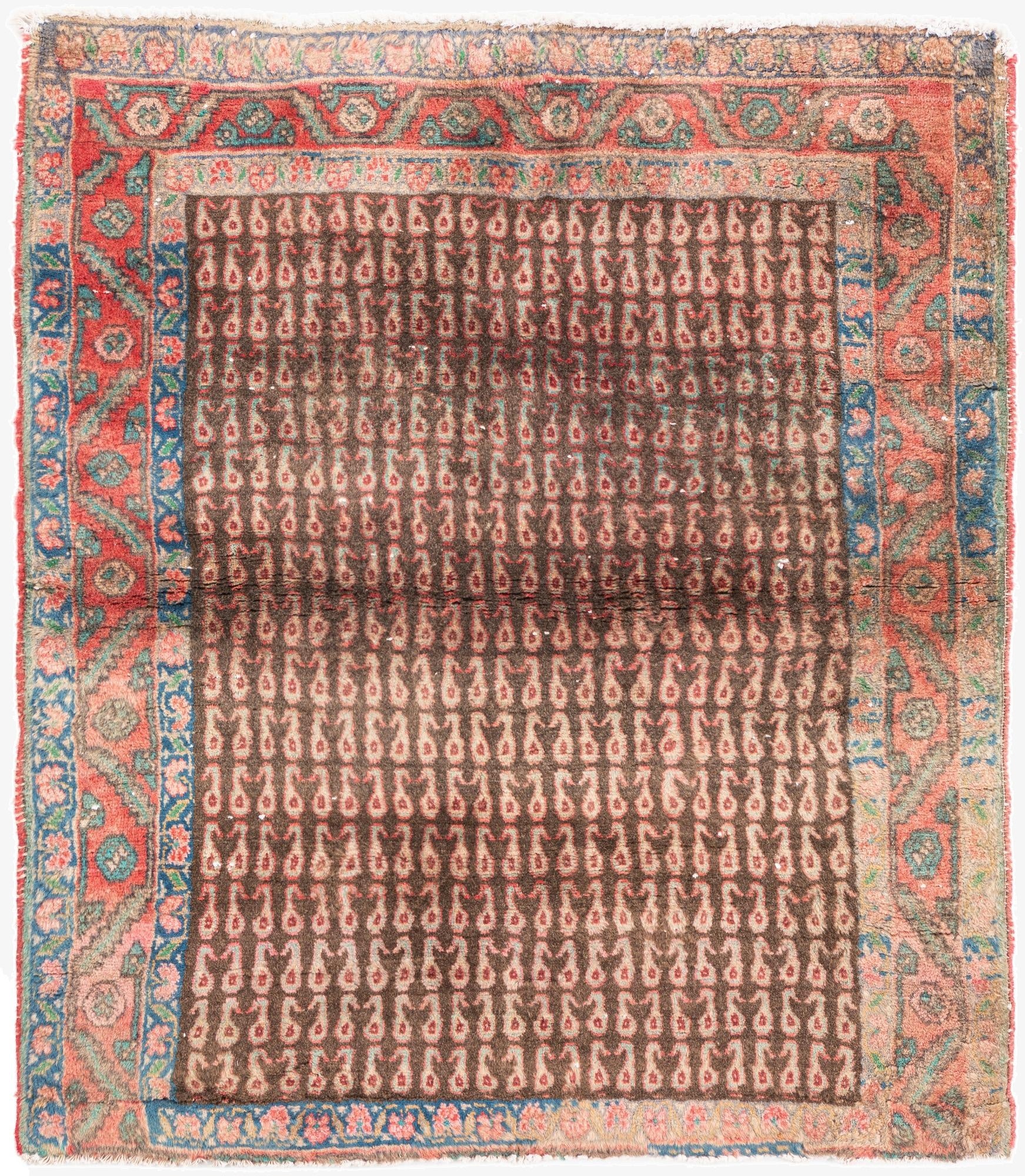  3' 3 x 3' 9  Hand Knotted Ultra Vintage Persian Wool Rug