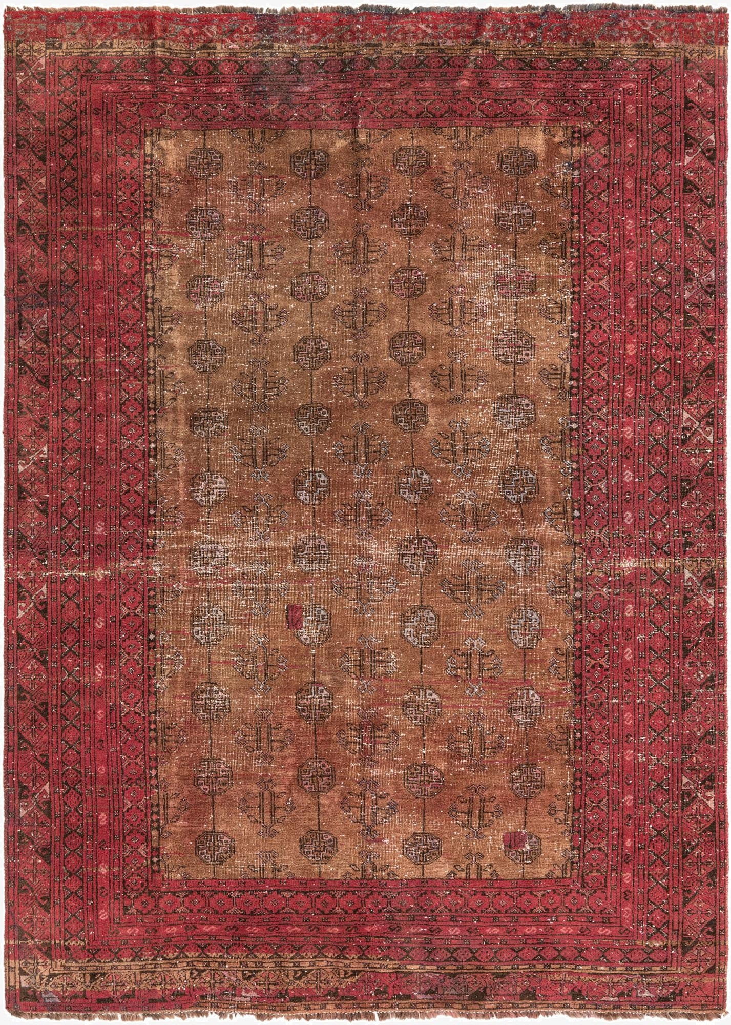  5' 8 x 7' 10  Hand Knotted Ultra Vintage Persian Wool Rug