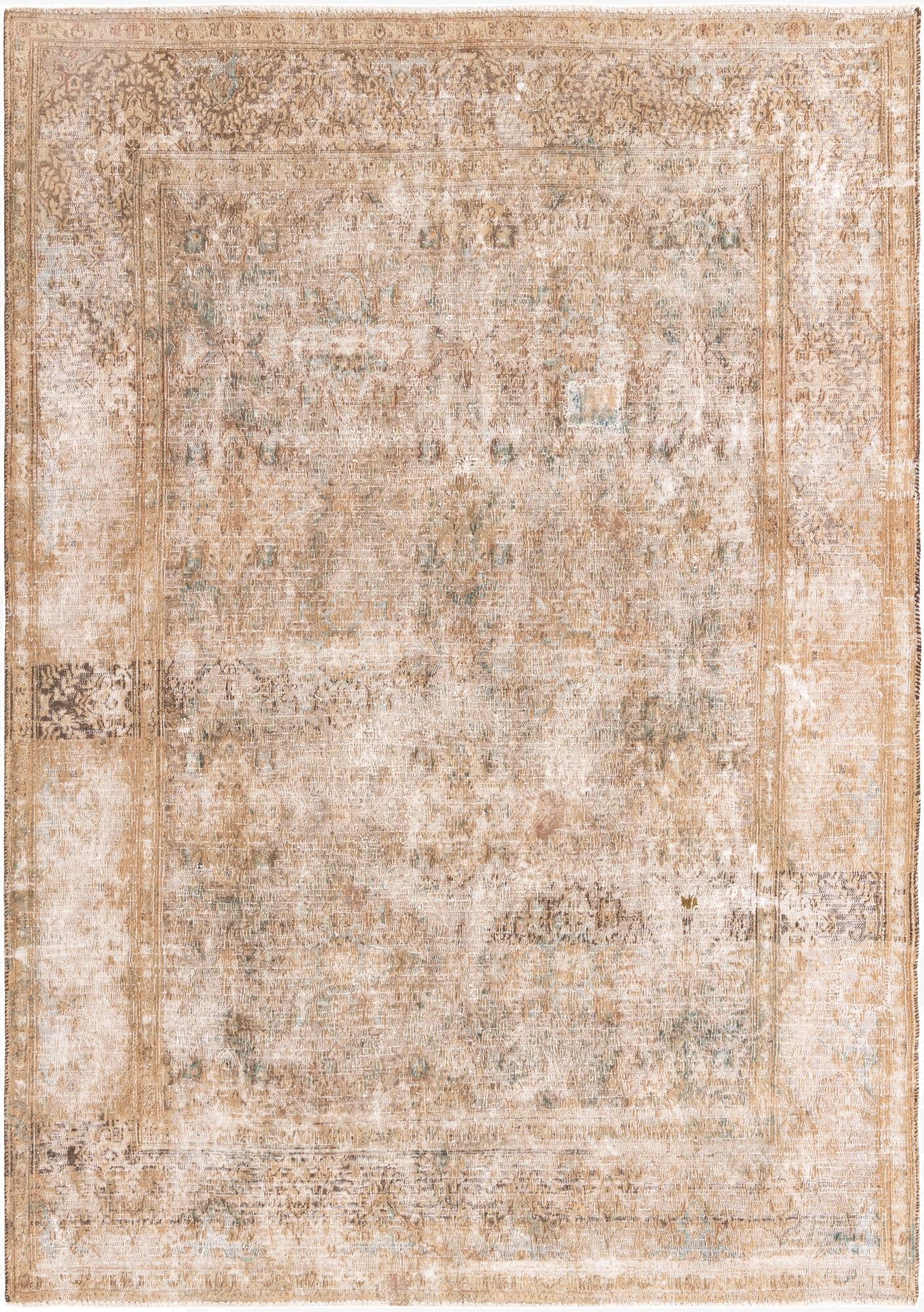  6' 8 x 9' 8  Hand Knotted Ultra Vintage Persian Wool Rug