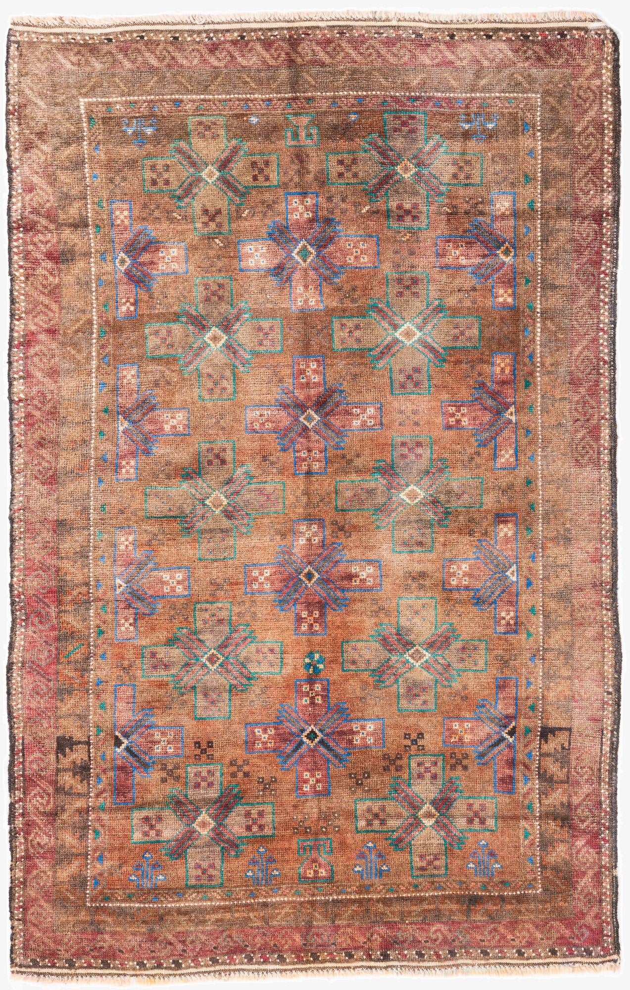  3' 7 x 5' 10  Hand Knotted Ultra Vintage Persian Wool Rug