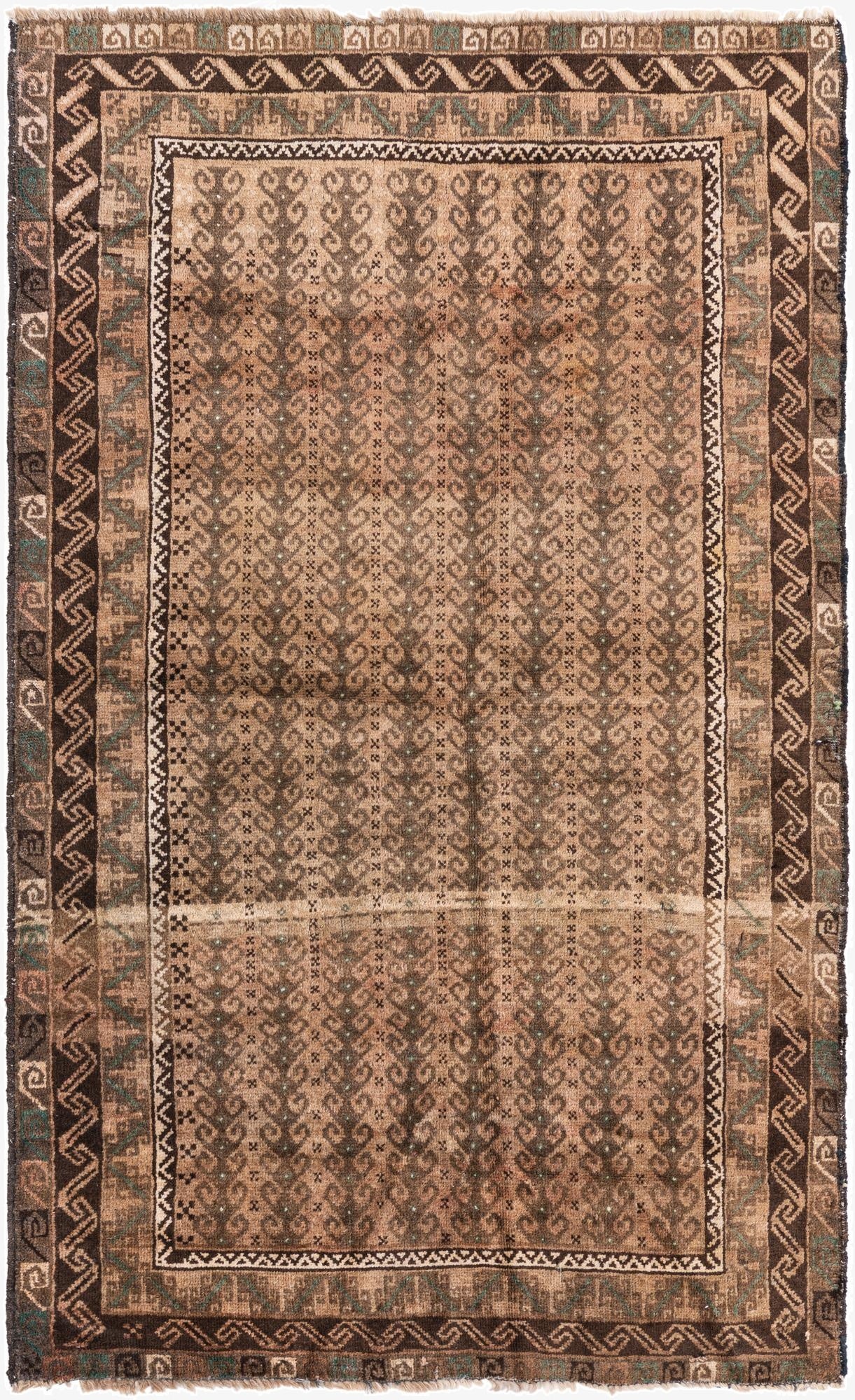  3' 7 x 5' 9  Hand Knotted Ultra Vintage Persian Wool Rug