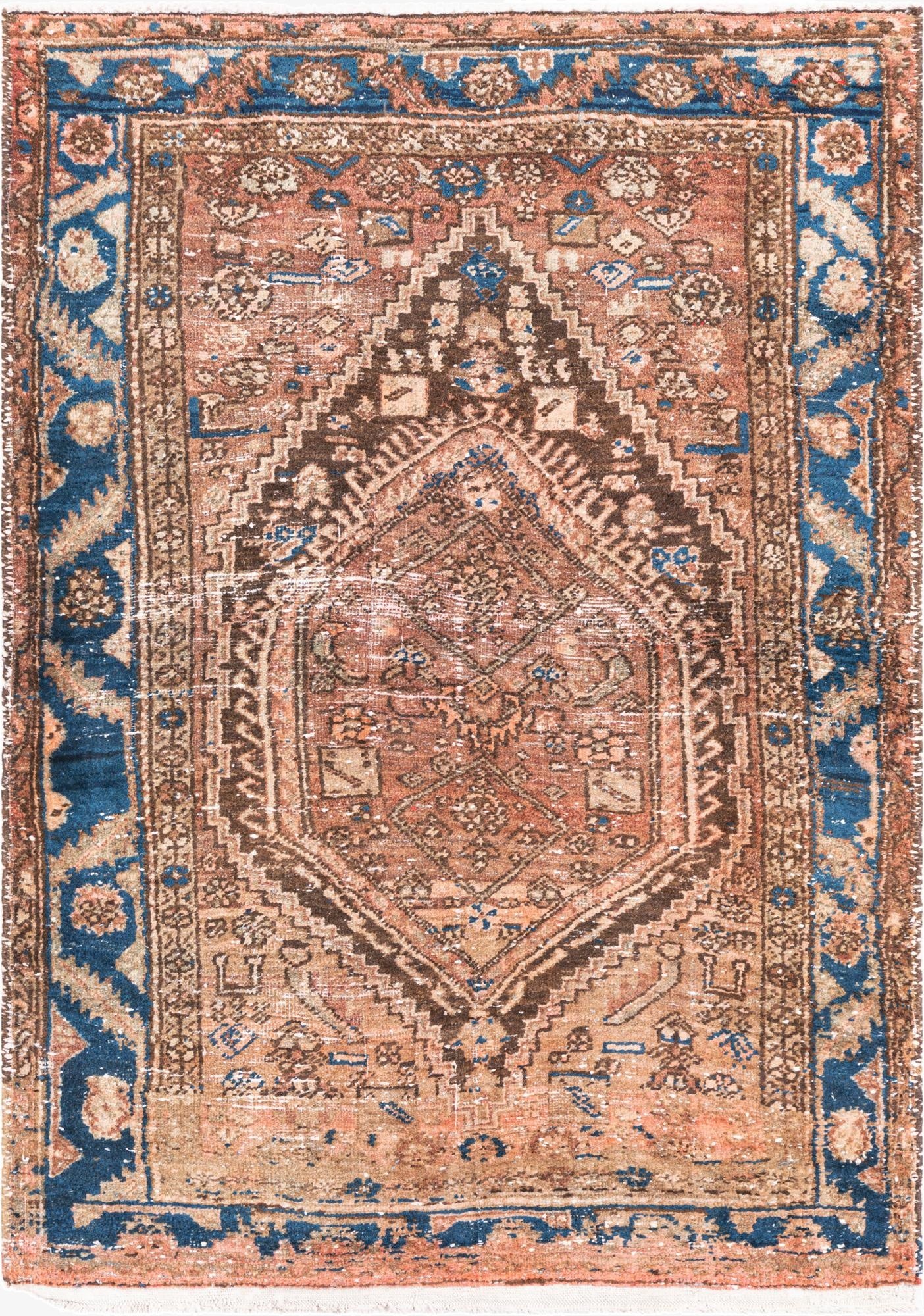  3' 8 x 5' 2  Hand Knotted Ultra Vintage Persian Wool Rug