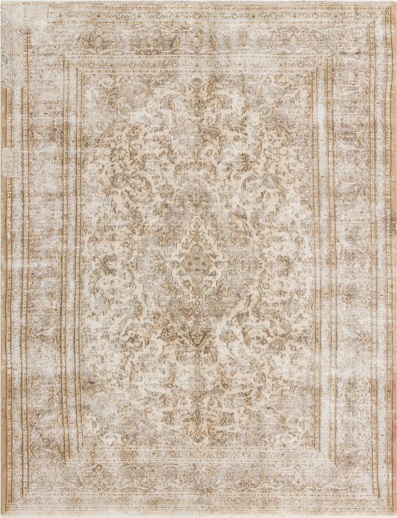  6' 9 x 8' 9  Hand Knotted Ultra Vintage Persian Wool Rug