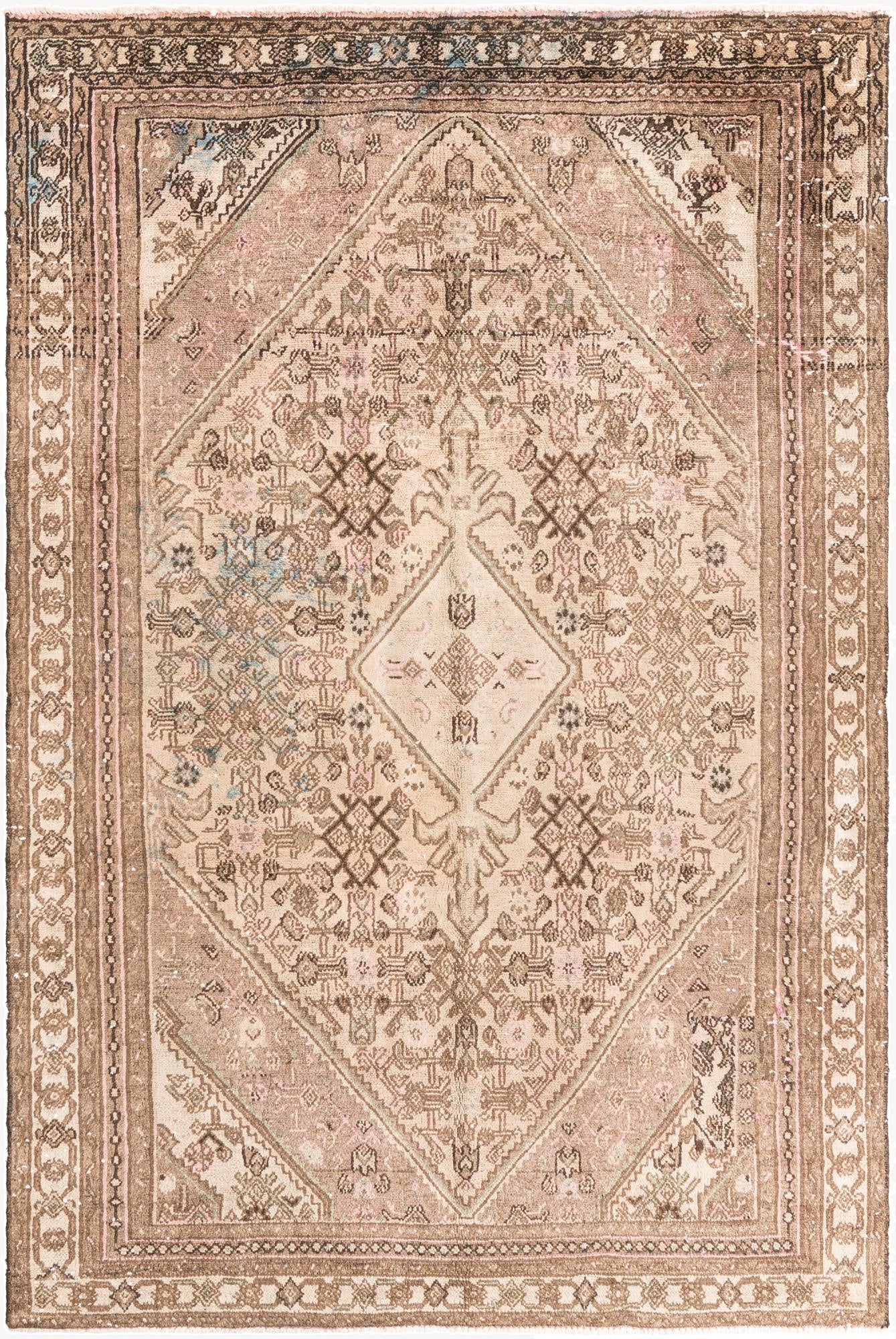  6' 3 x 9' 5  Hand Knotted Ultra Vintage Persian Wool Rug