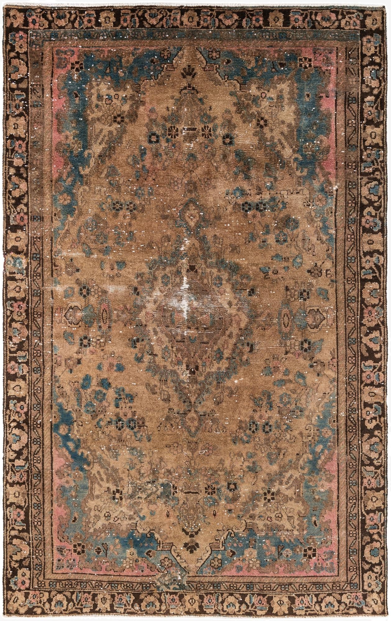  5' 10 x 9' 7  Hand Knotted Ultra Vintage Persian Wool Rug