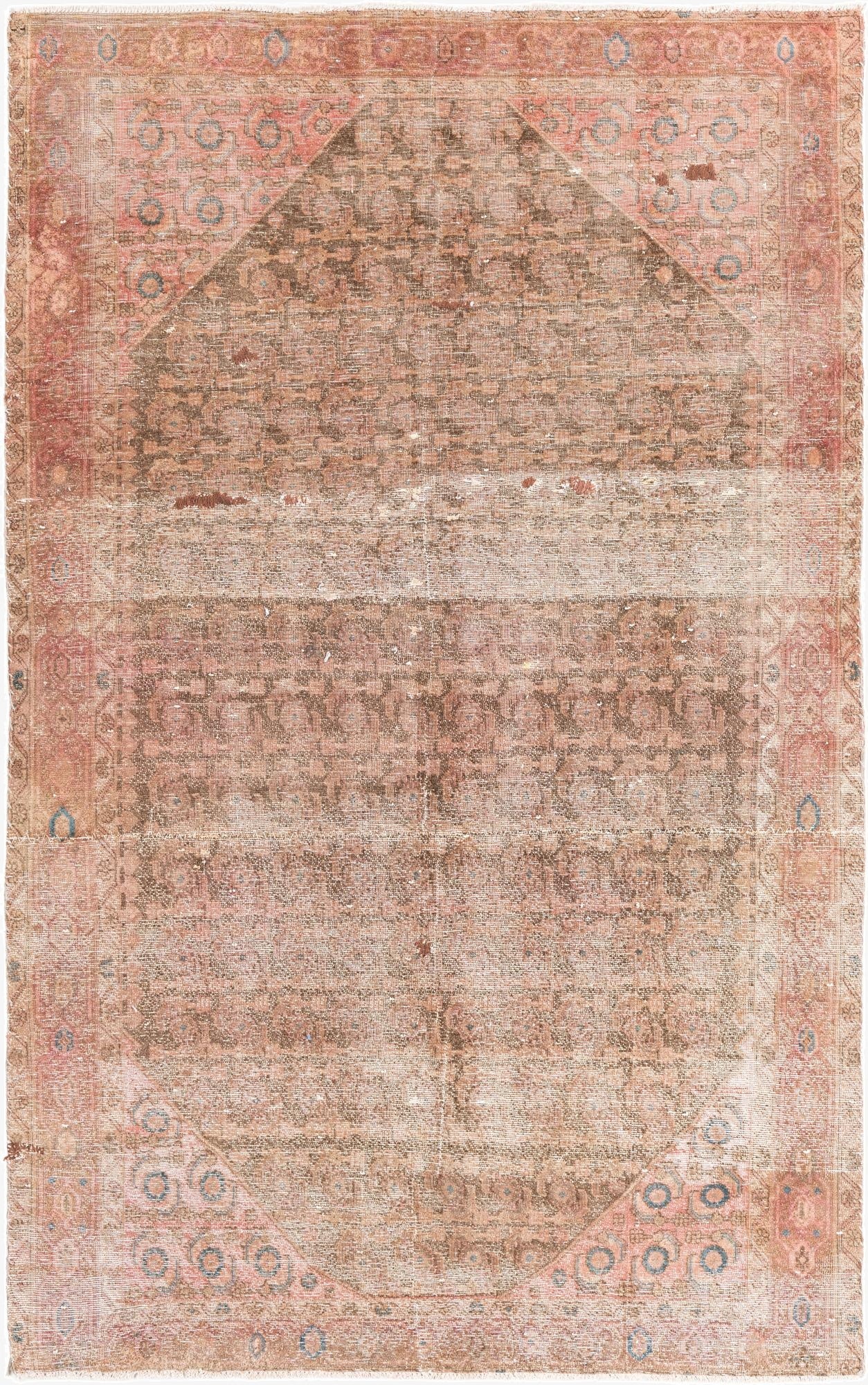  4' 9 x 7' 8  Hand Knotted Ultra Vintage Persian Wool Rug