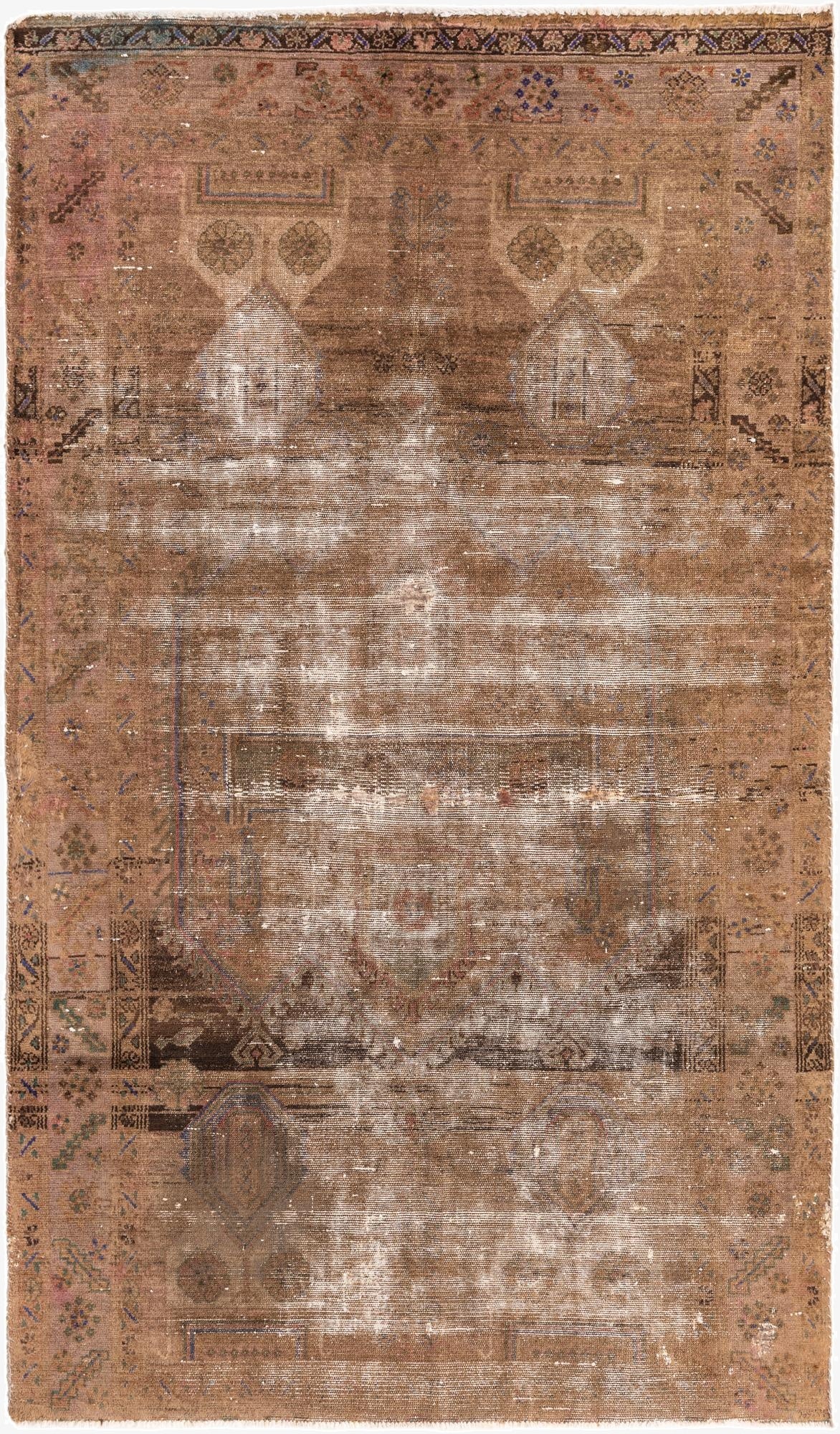  5' 1 x 8'  Hand Knotted Ultra Vintage Persian Wool Rug
