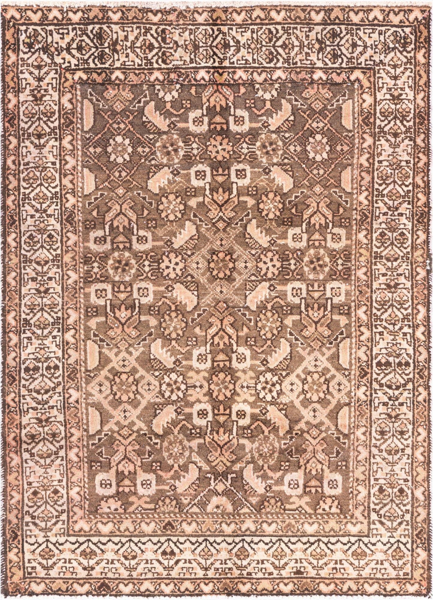  3' 10 x 5' 2  Hand Knotted Ultra Vintage Persian Wool Rug