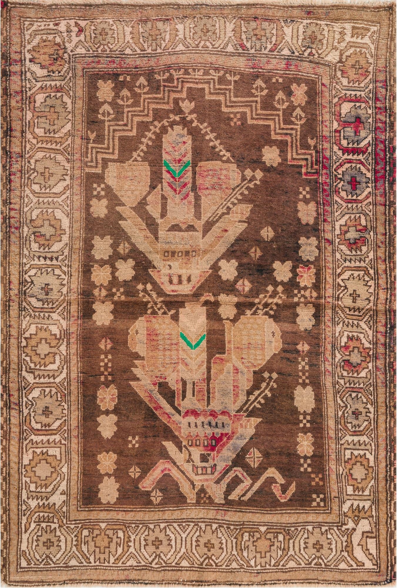  4' x 5' 8  Hand Knotted Ultra Vintage Persian Wool Rug