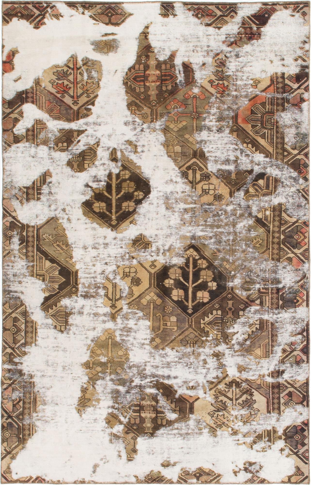  6' 3 x 9' 8  Hand Knotted Ultra Vintage Persian Wool Rug