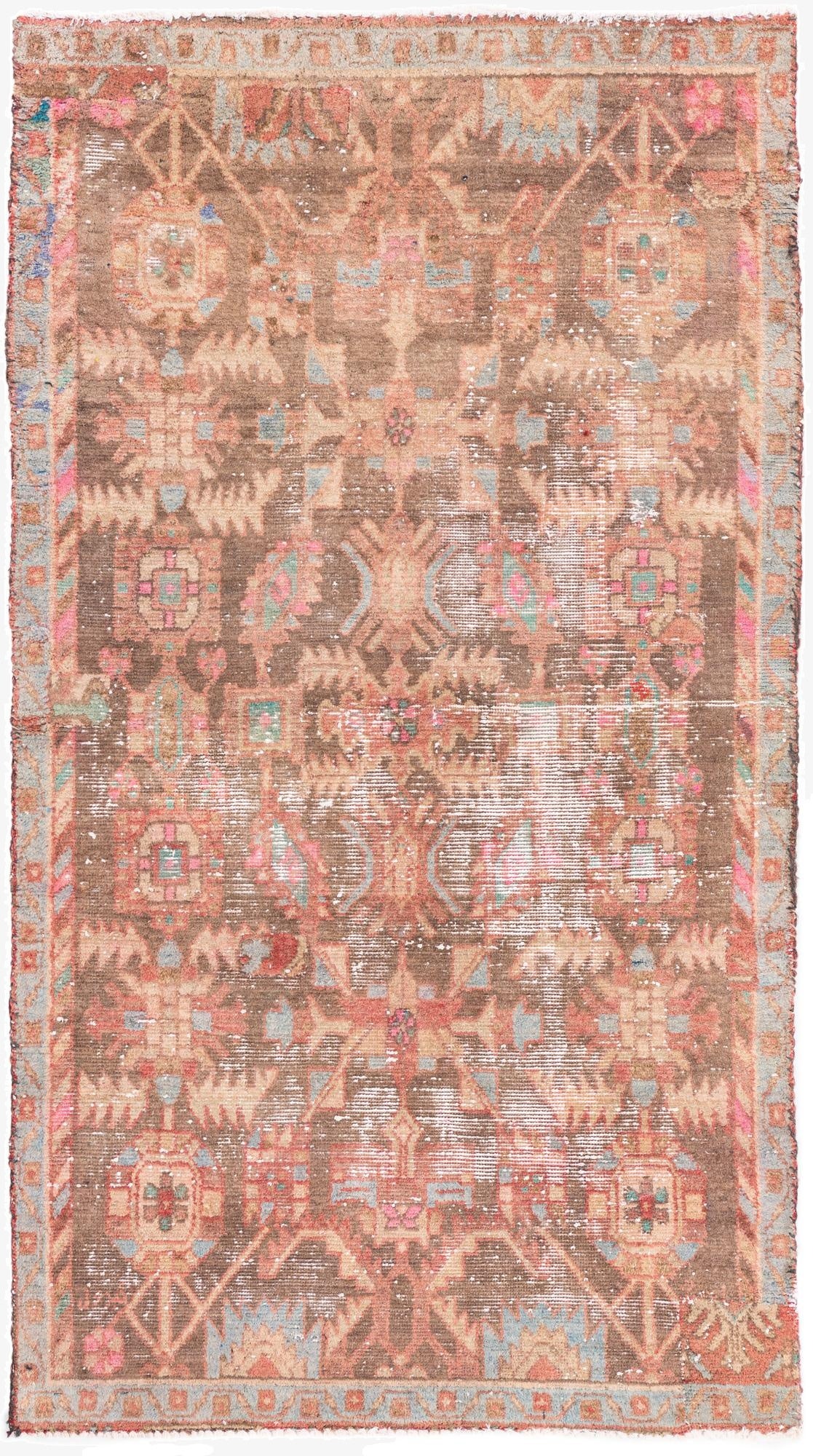  3' 4 x 6' 1  Hand Knotted Ultra Vintage Persian Wool Rug