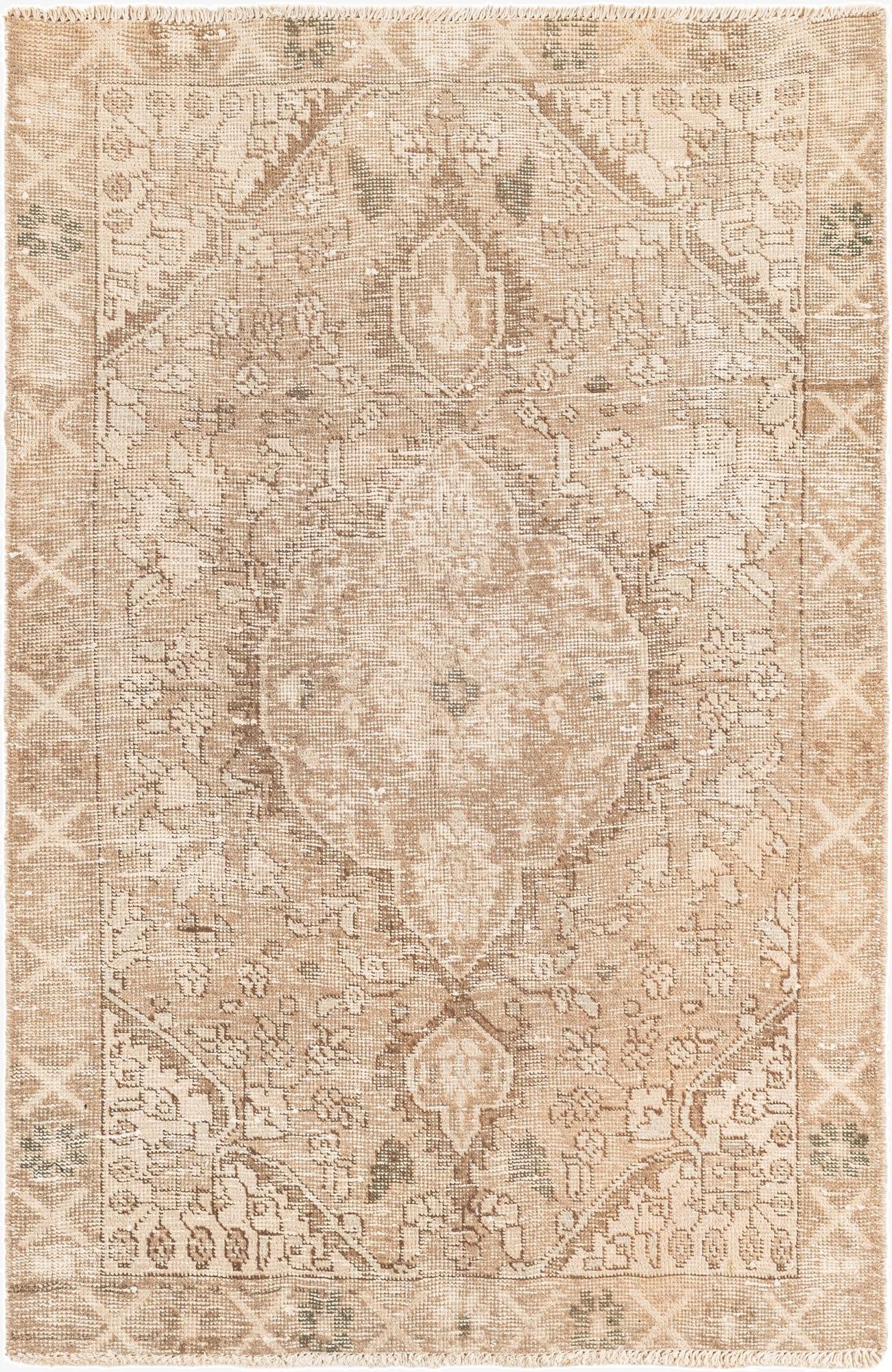  3' 4 x 5'  Hand Knotted Ultra Vintage Persian Wool Rug