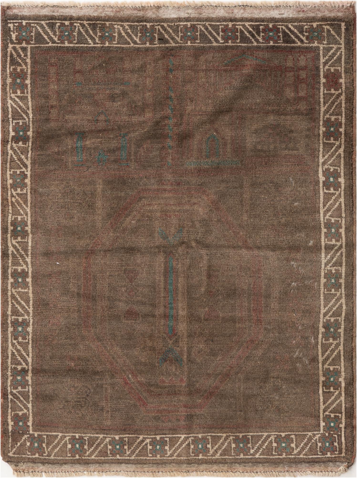  3' 5 x 4' 6  Hand Knotted Ultra Vintage Persian Wool Rug