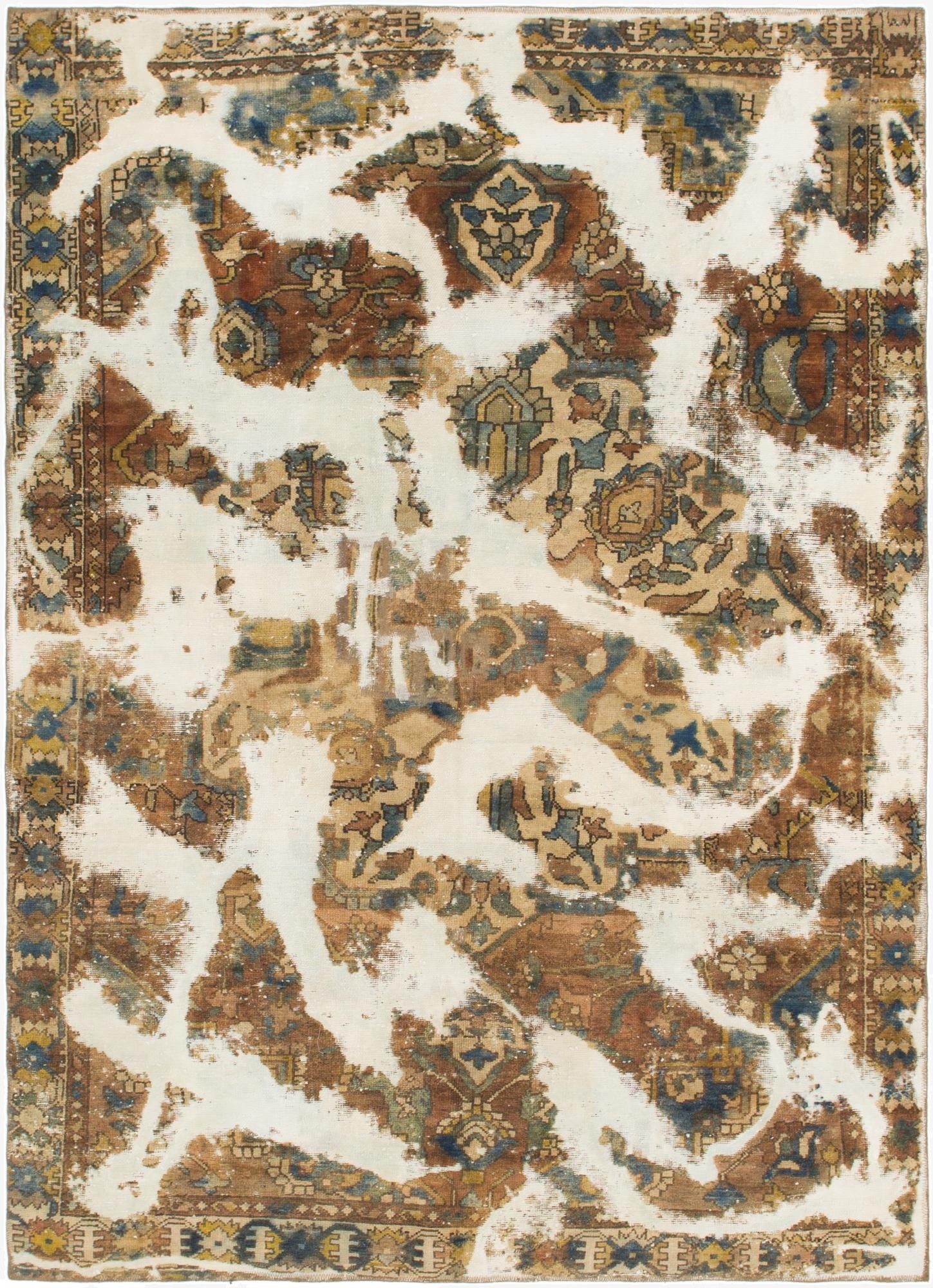  6' 6 x 9'  Hand Knotted Ultra Vintage Persian Wool Rug