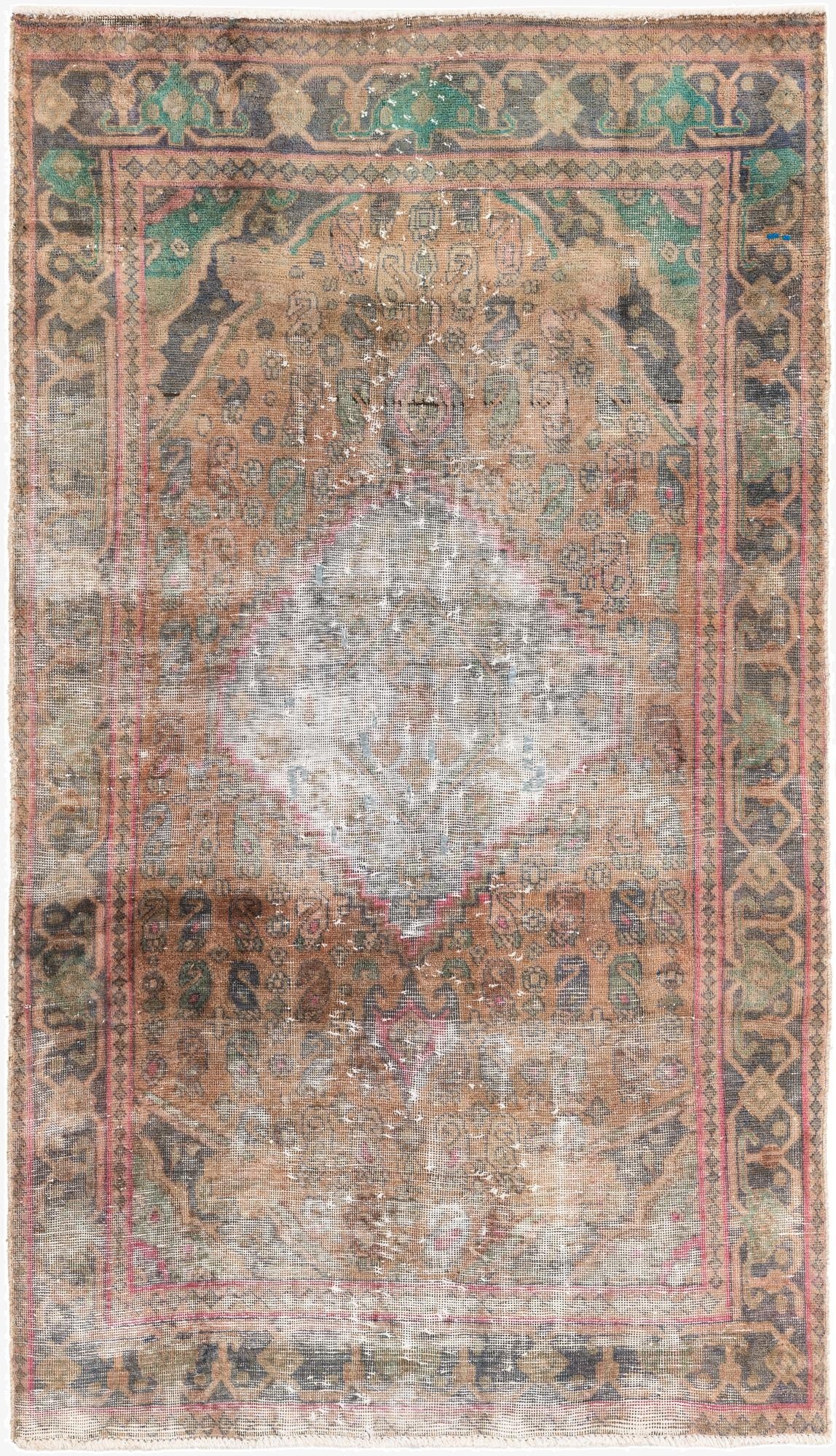  3' 9 x 6' 7  Hand Knotted Ultra Vintage Persian Wool Rug