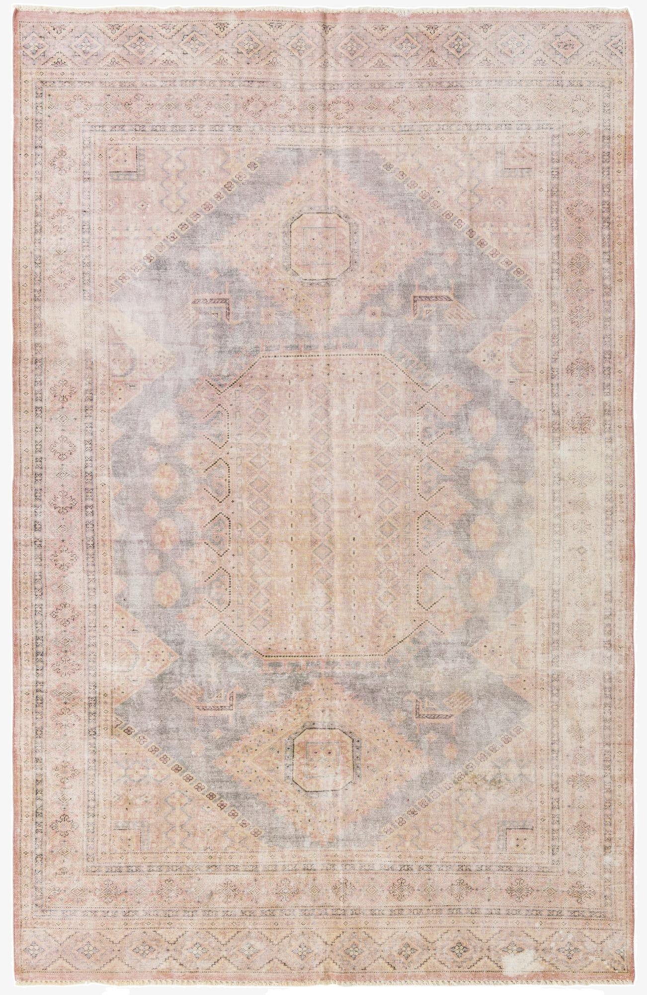  6' 4 x 9' 10  Hand Knotted Ultra Vintage Persian Wool Rug