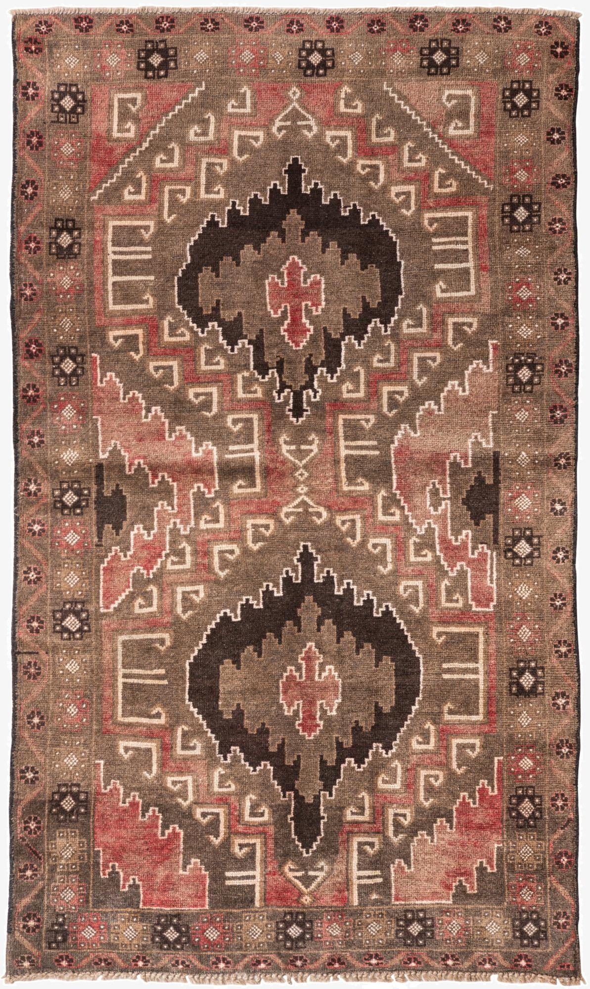  3' 5 x 6' 3  Hand Knotted Ultra Vintage Persian Wool Rug