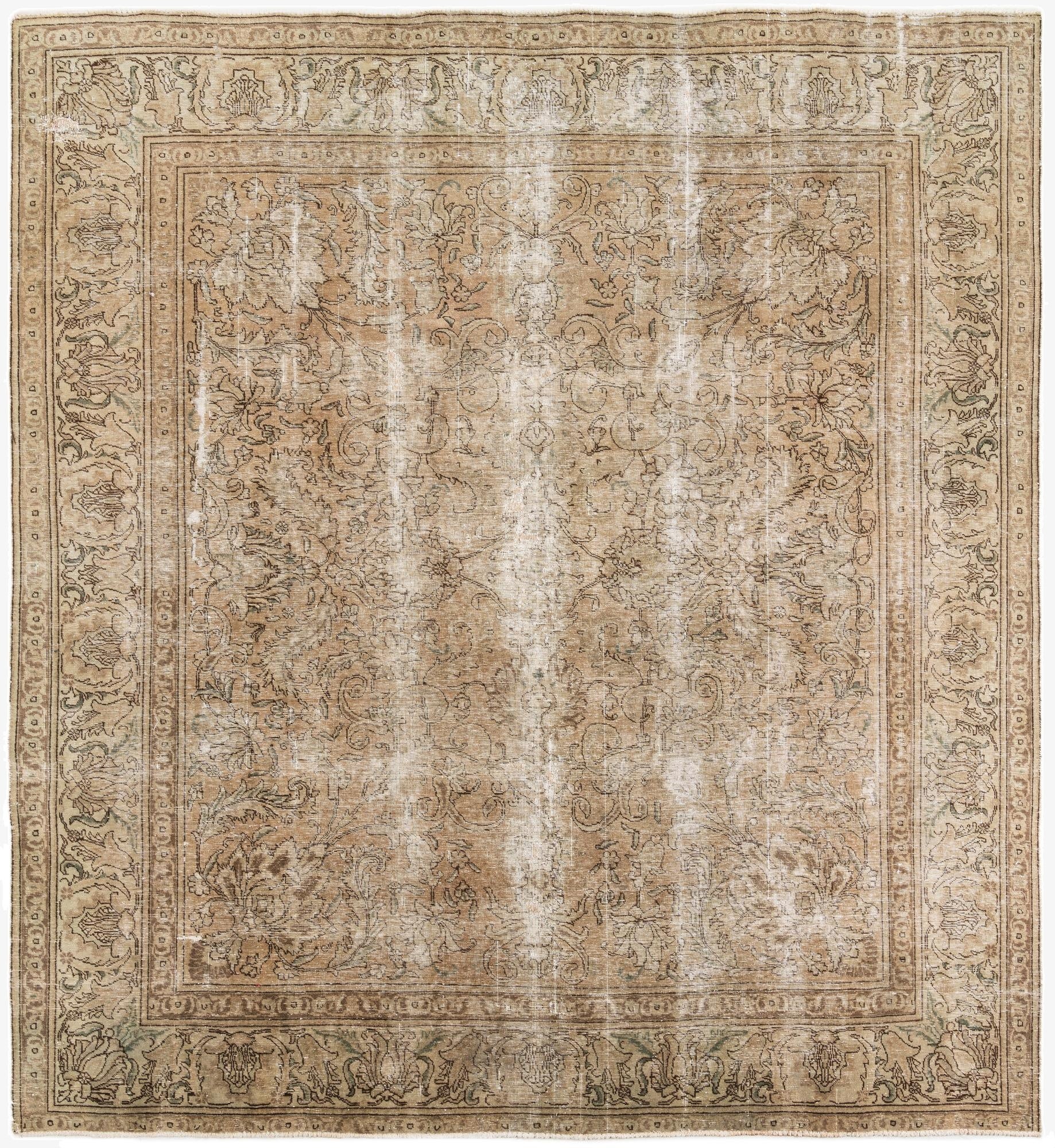  9' 7 x 10' 7  Hand Knotted Ultra Vintage Persian Wool Rug