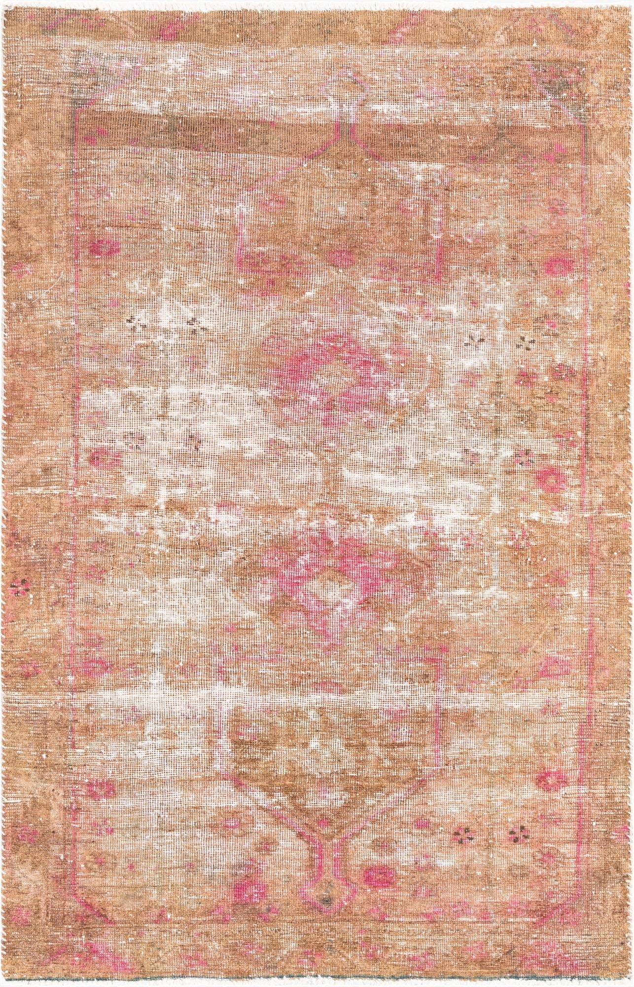  4' 4 x 6' 8  Hand Knotted Ultra Vintage Persian Wool Rug