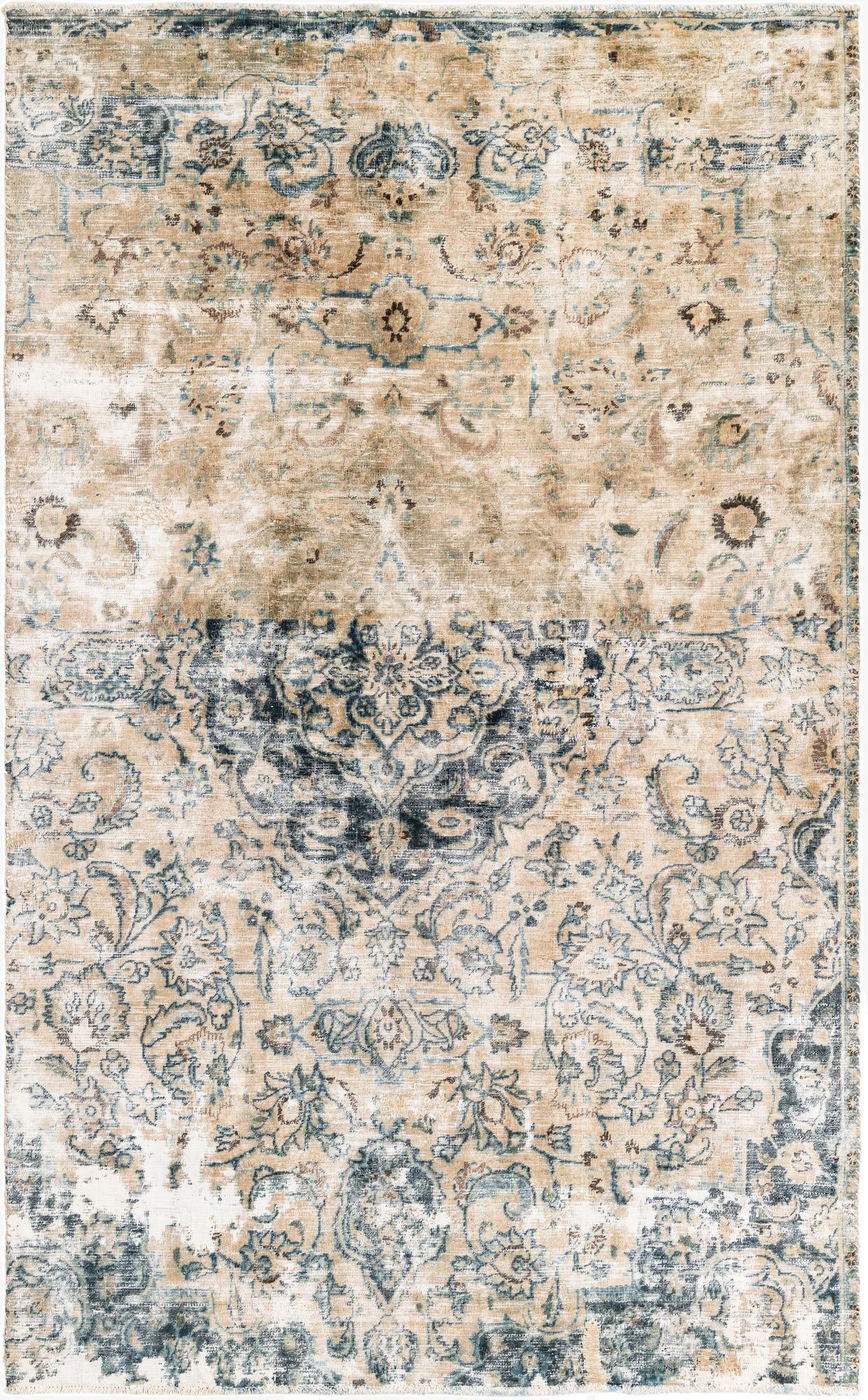  5' 4 x 8' 6  Hand Knotted Ultra Vintage Persian Wool Rug