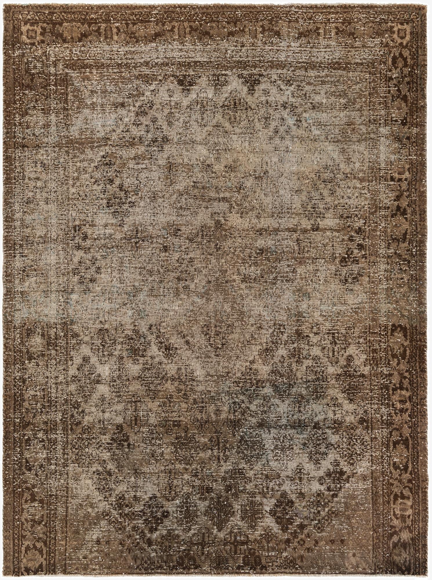  6' 10 x 9' 5  Hand Knotted Ultra Vintage Persian Wool Rug